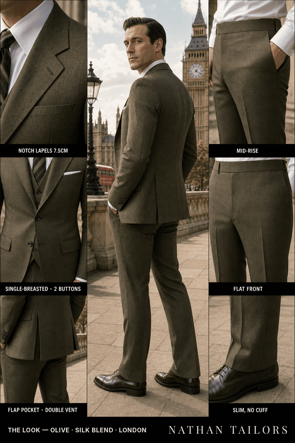 olive glen_plaid single-breasted bespoke suit — custom tailored by Nathan Tailors, the Hoi An custom tailor