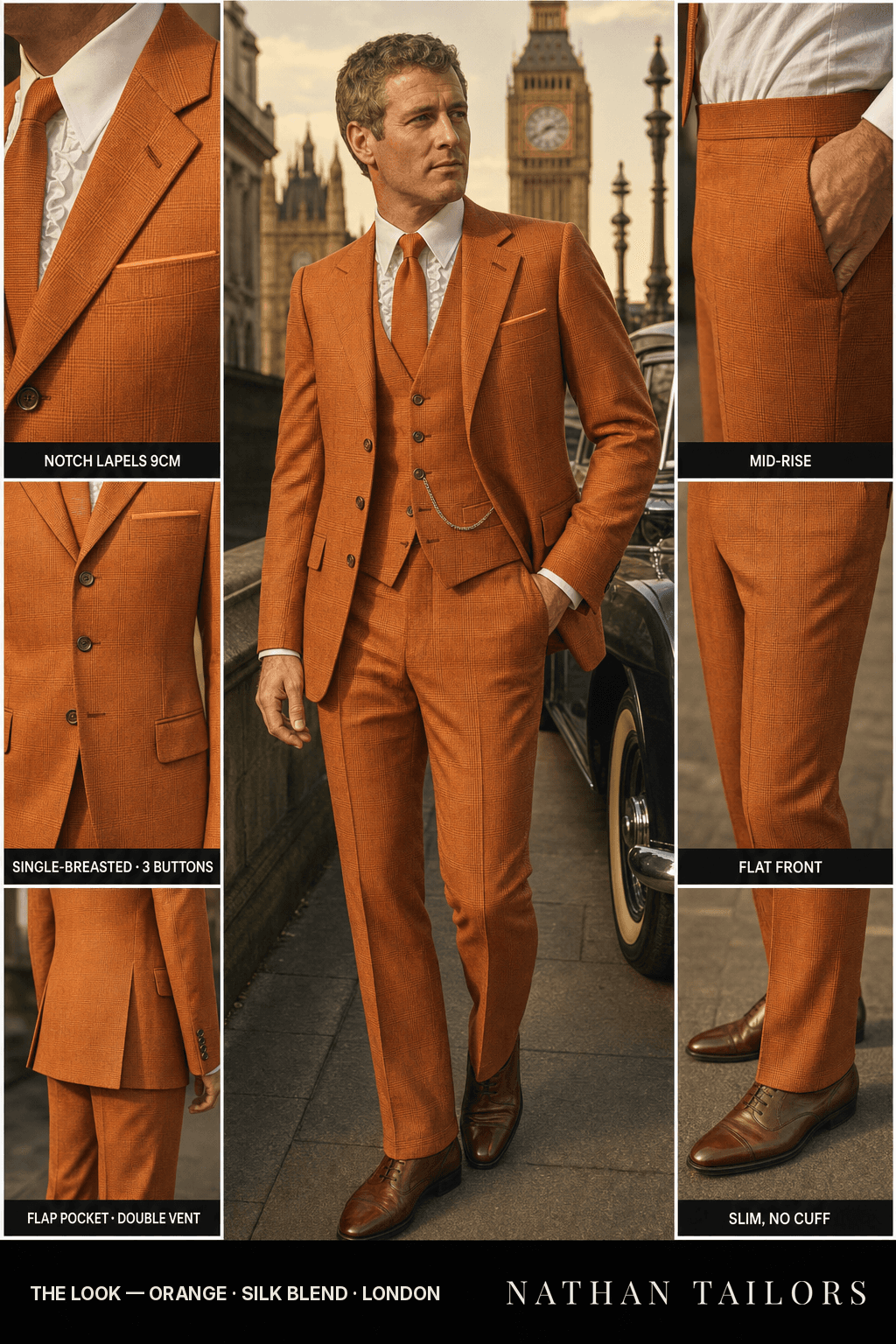orange glen_plaid single-breasted bespoke suit — custom tailored by Nathan Tailors, the Hoi An custom tailor