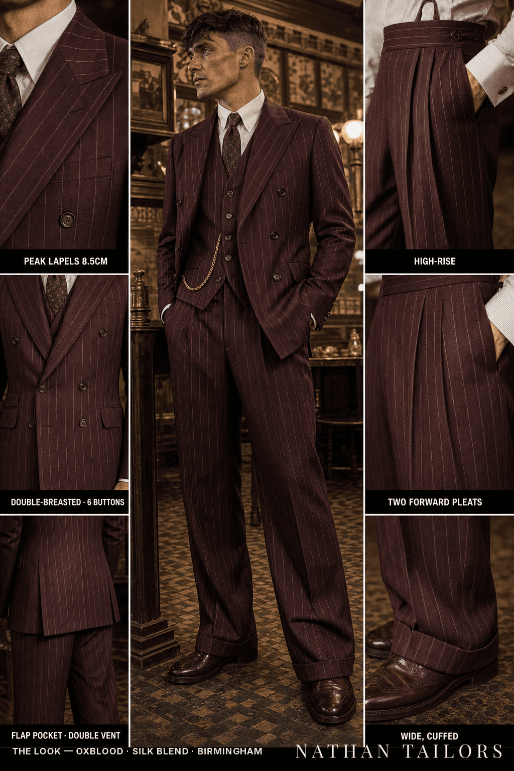 oxblood chalk_stripe double-breasted bespoke suit — custom tailored by Nathan Tailors, the Hoi An custom tailor