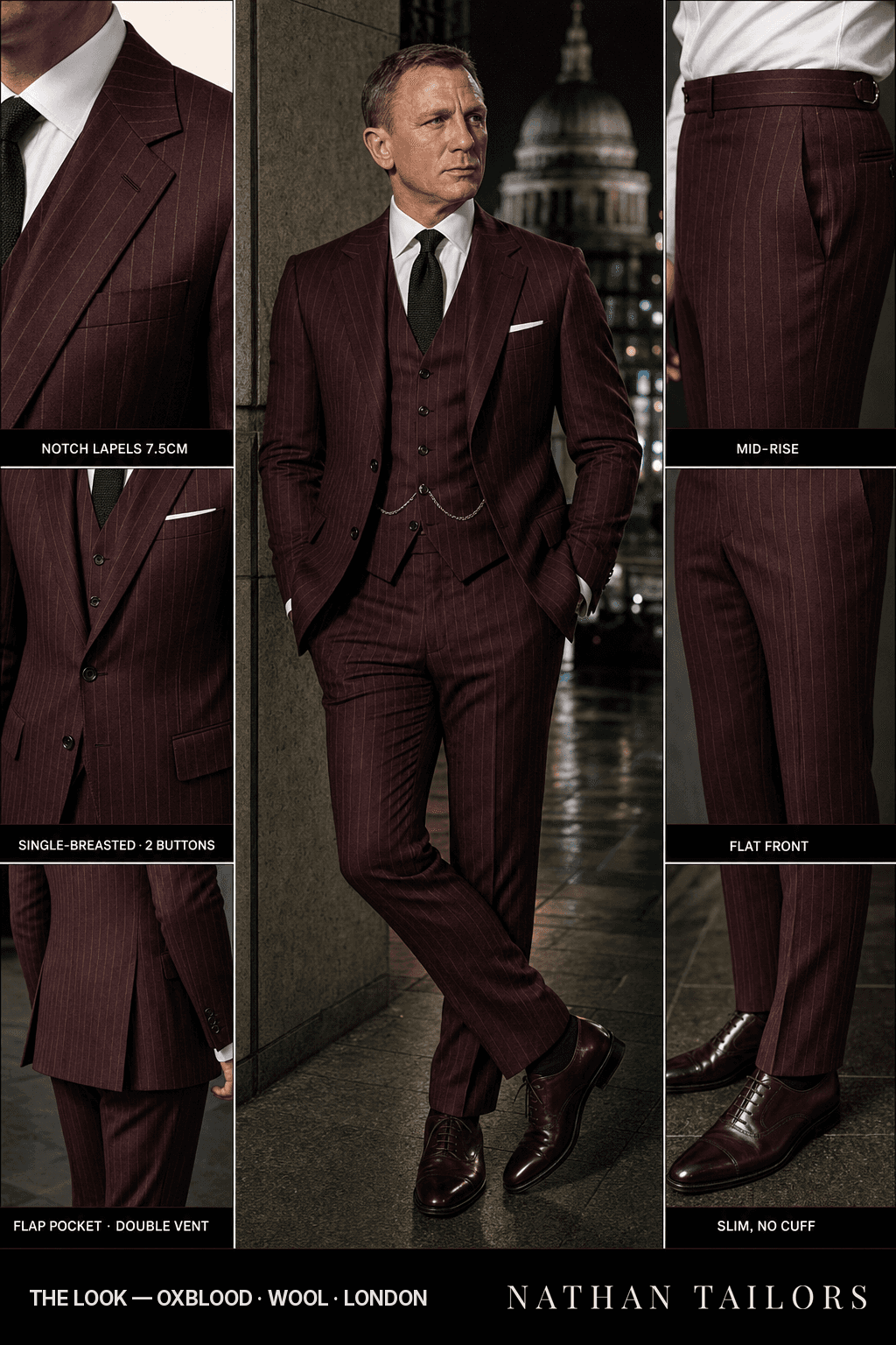 oxblood chalk_stripe single-breasted bespoke suit — custom tailored by Nathan Tailors, the Hoi An custom tailor