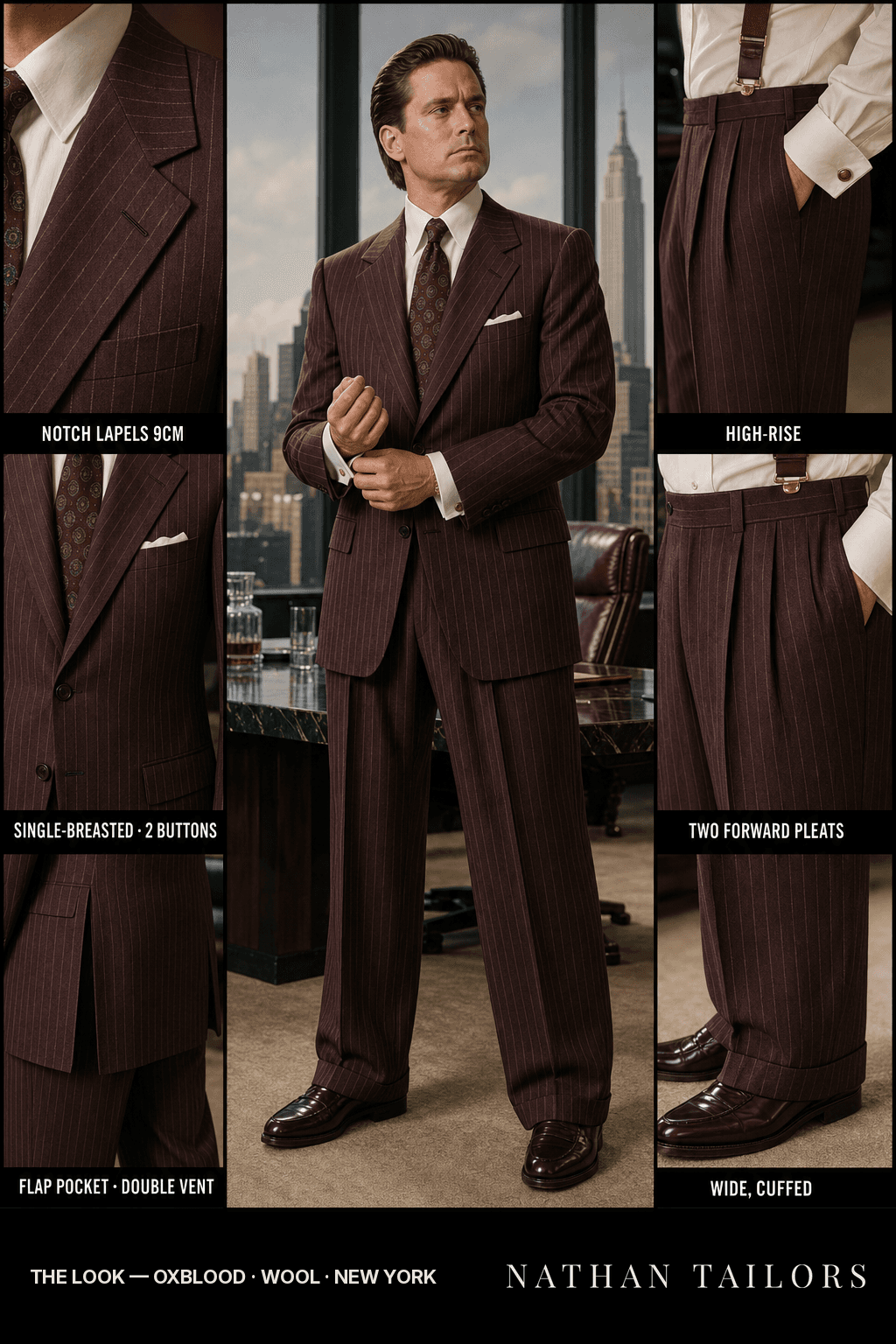 oxblood chalk_stripe single-breasted bespoke suit — custom tailored by Nathan Tailors, the Hoi An custom tailor