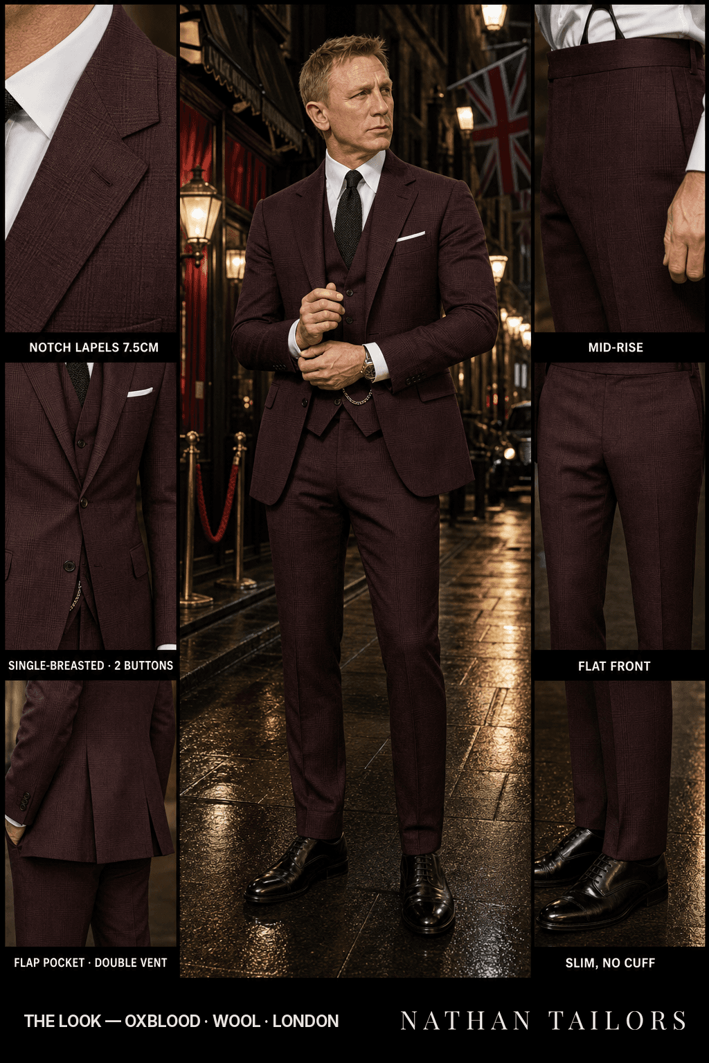oxblood glen_plaid single-breasted bespoke suit — custom tailored by Nathan Tailors, the Hoi An custom tailor