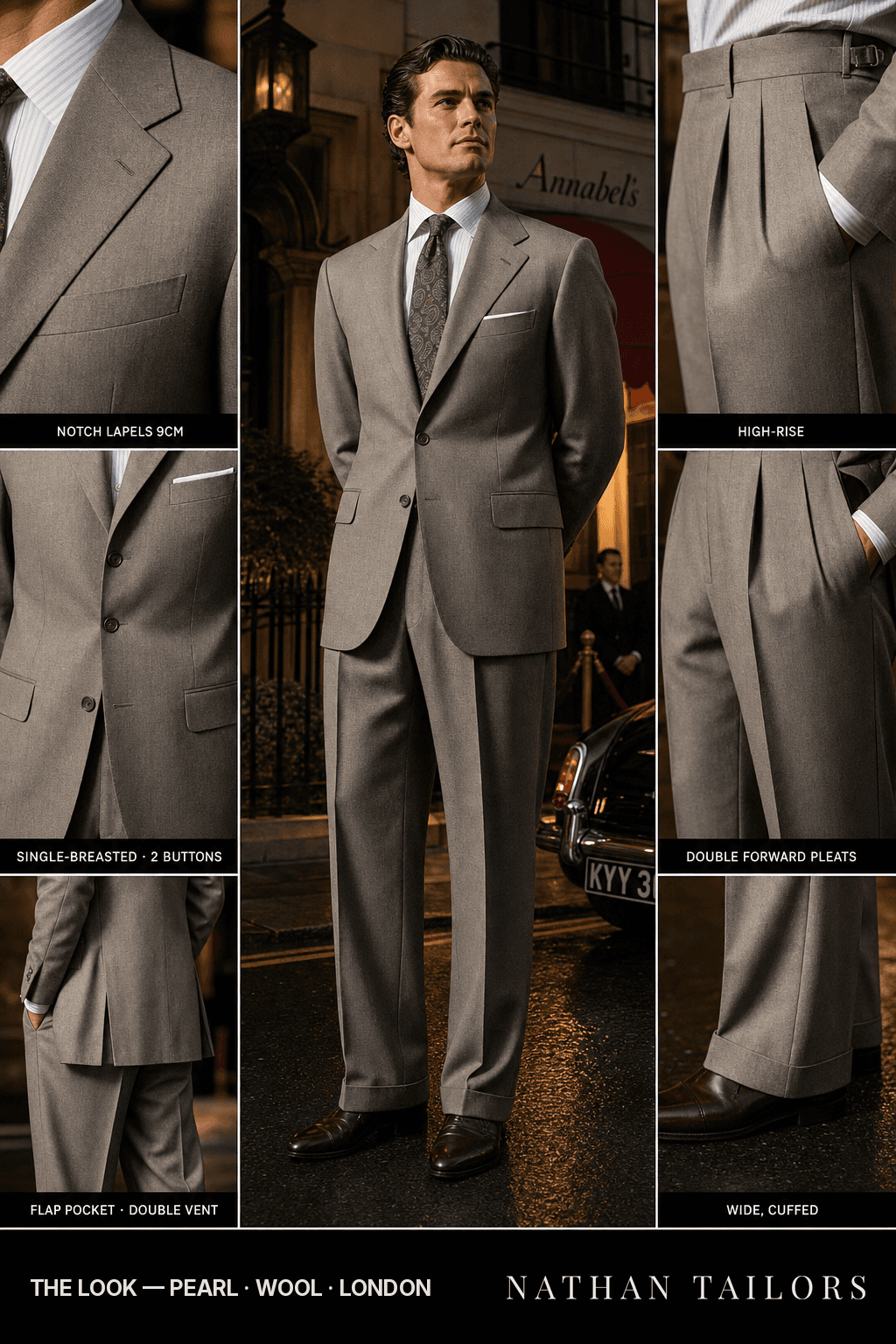 pearl single-breasted bespoke suit — custom tailored by Nathan Tailors, the Hoi An custom tailor
