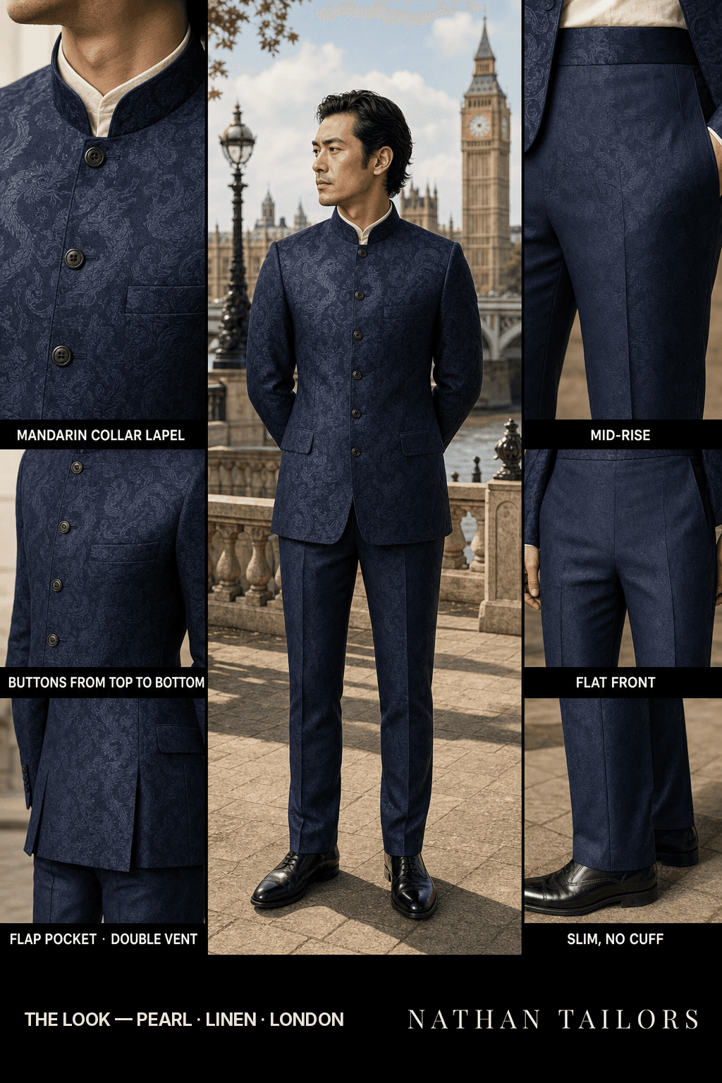 pearl single-breasted bespoke suit — custom tailored by Nathan Tailors, the Hoi An custom tailor