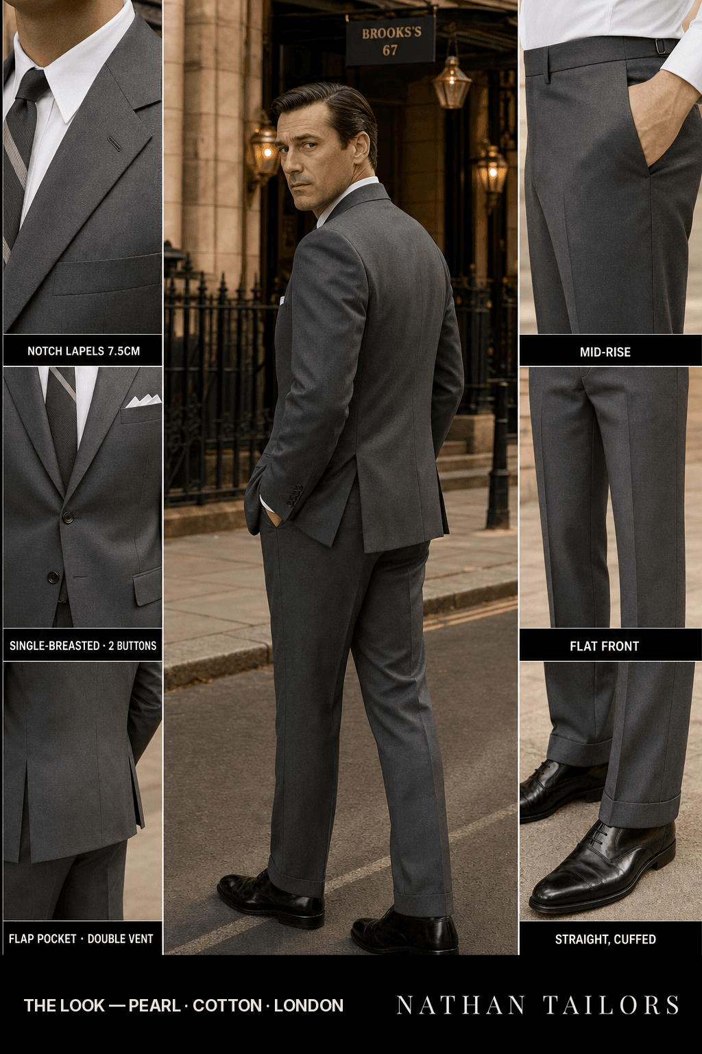 pearl single-breasted suit — Nathan Tailors Hoi An tailor Atelier render