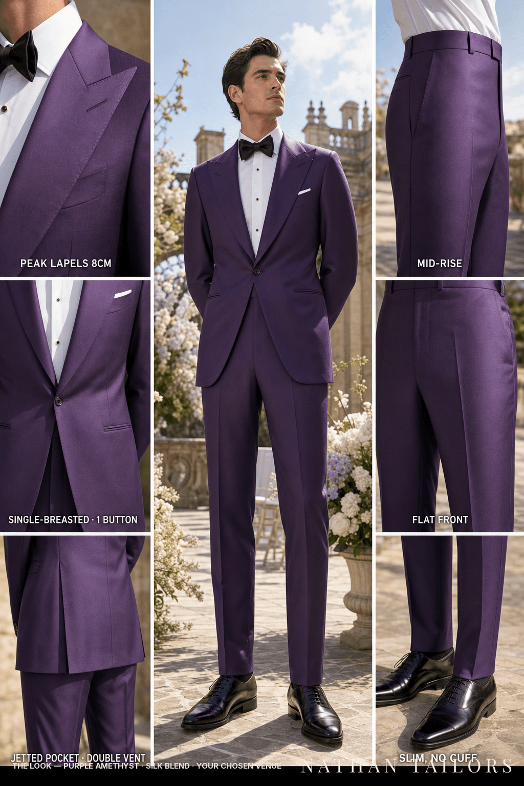 purple amethyst single-breasted bespoke suit — custom tailored by Nathan Tailors, the Hoi An custom tailor