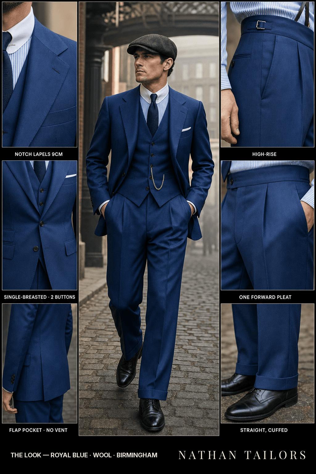 royal blue single-breasted bespoke suit — custom tailored by Nathan Tailors, the Hoi An custom tailor