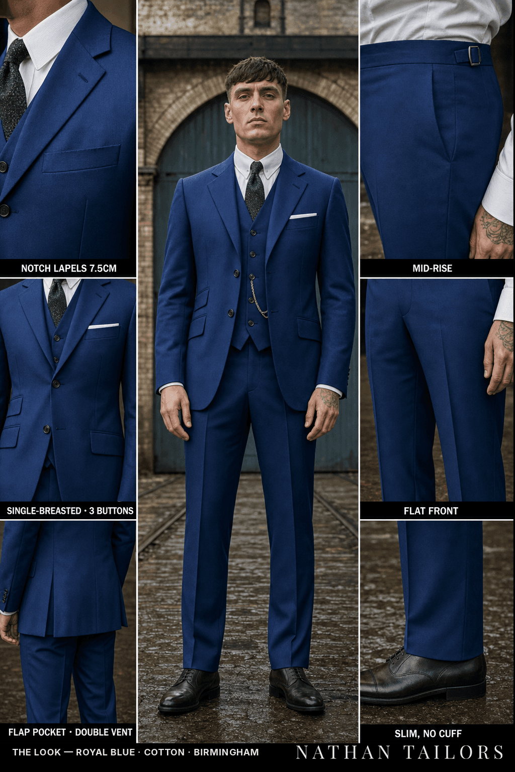 royal blue single-breasted bespoke suit — custom tailored by Nathan Tailors, the Hoi An custom tailor