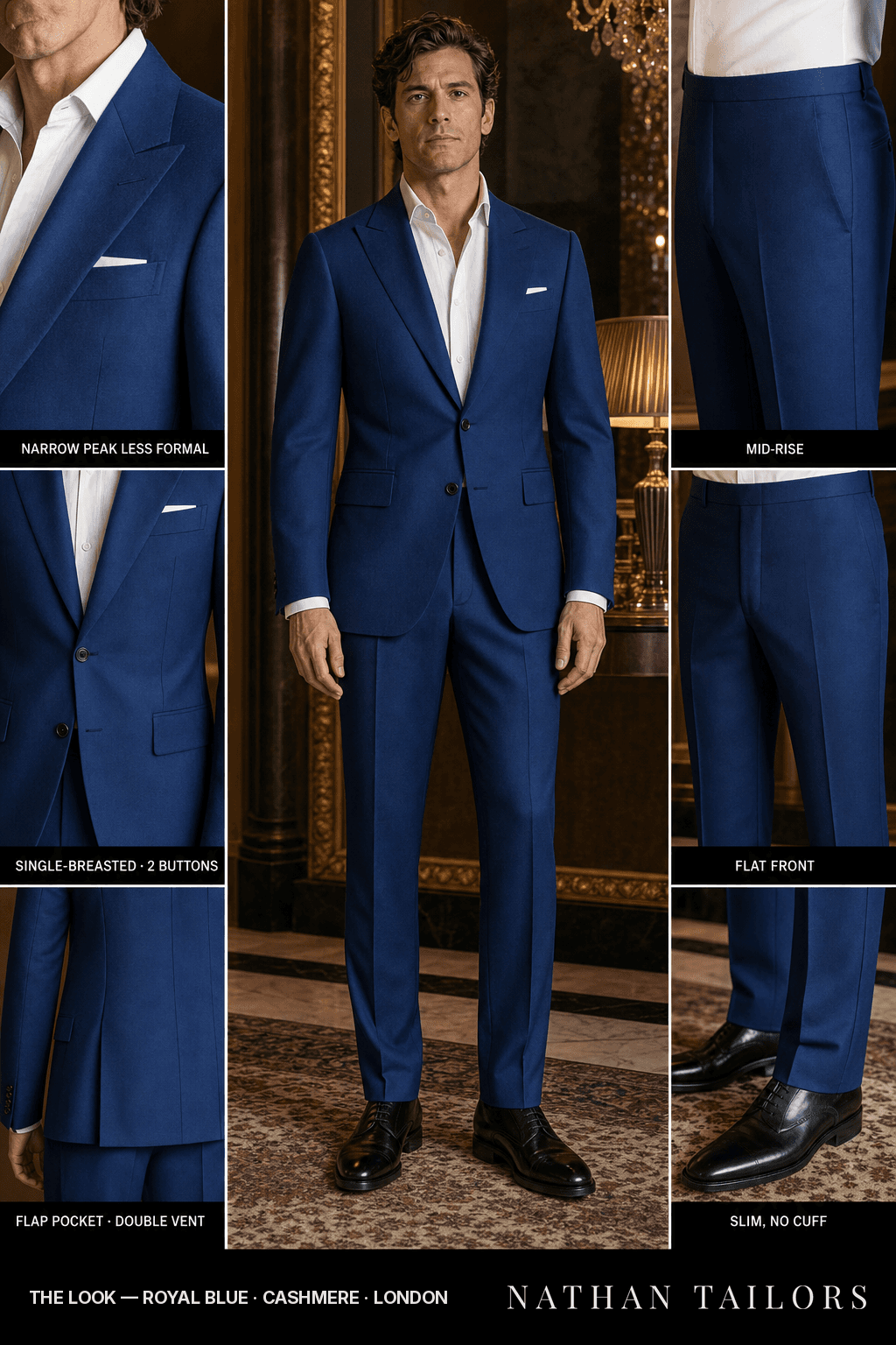 royal blue single-breasted bespoke suit — custom tailored by Nathan Tailors, the Hoi An custom tailor
