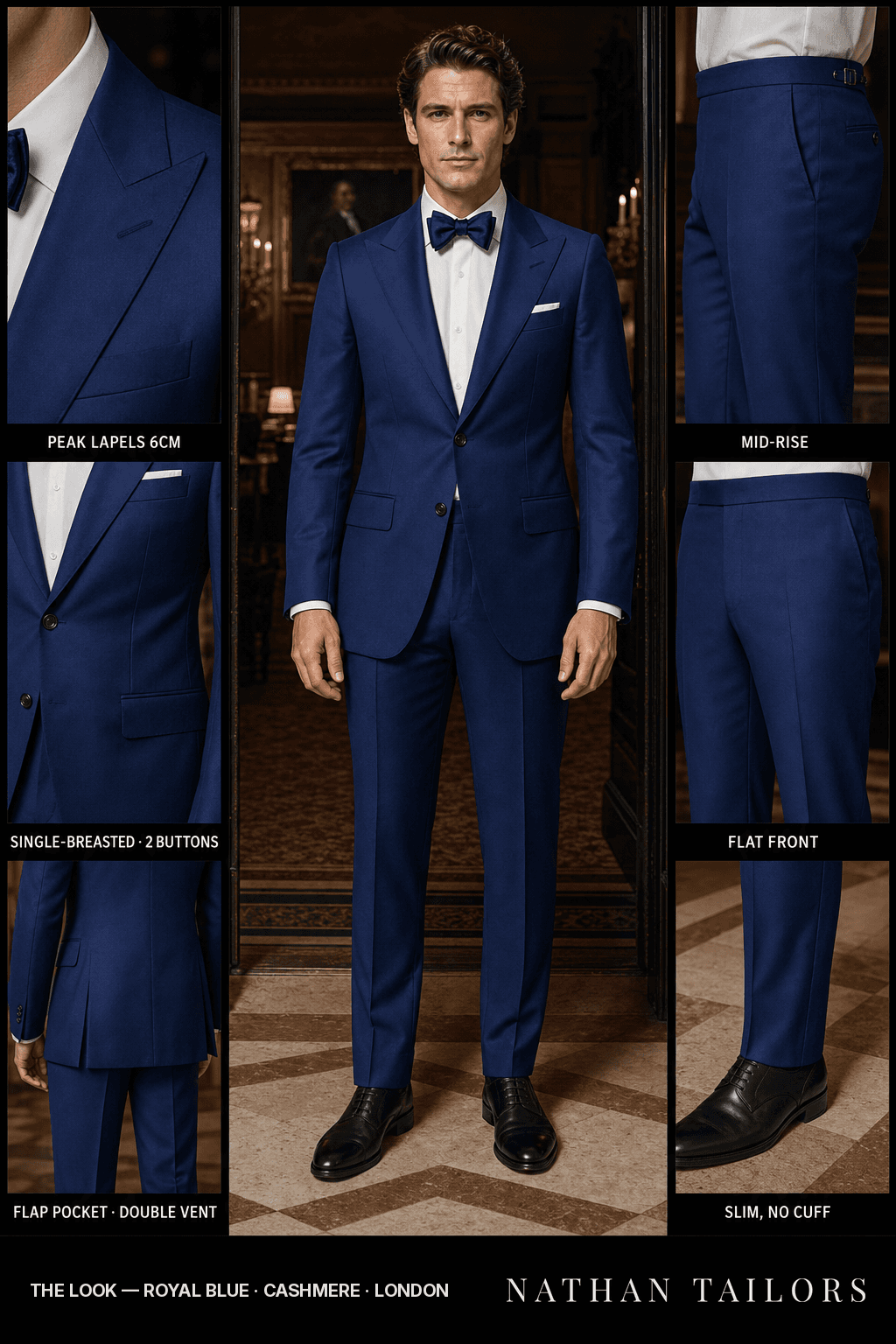 royal blue single-breasted bespoke suit — custom tailored by Nathan Tailors, the Hoi An custom tailor