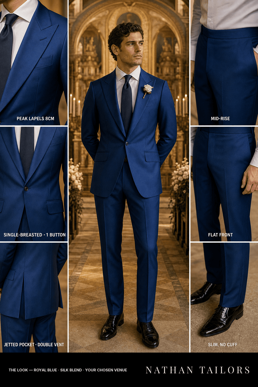 royal blue single-breasted bespoke suit — custom tailored by Nathan Tailors, the Hoi An custom tailor