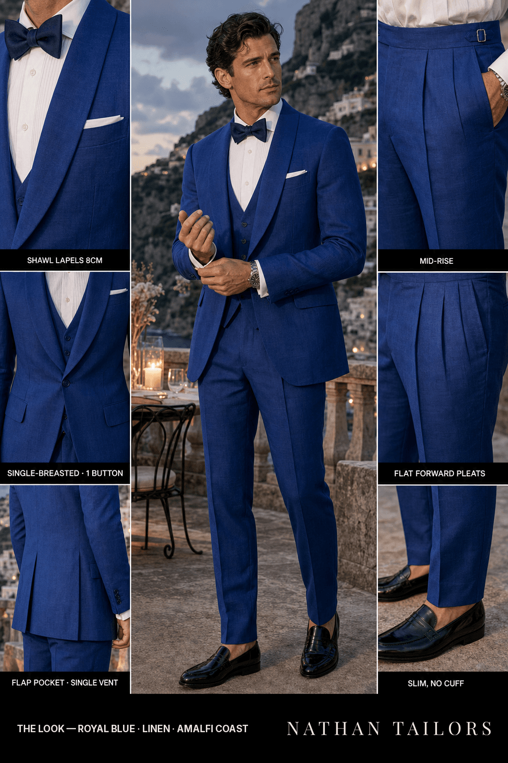 royal blue single-breasted bespoke suit — custom tailored by Nathan Tailors, the Hoi An custom tailor