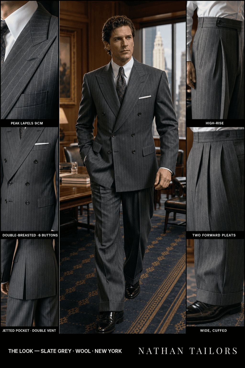 slate grey chalk_stripe double-breasted bespoke suit — custom tailored by Nathan Tailors, the Hoi An custom tailor