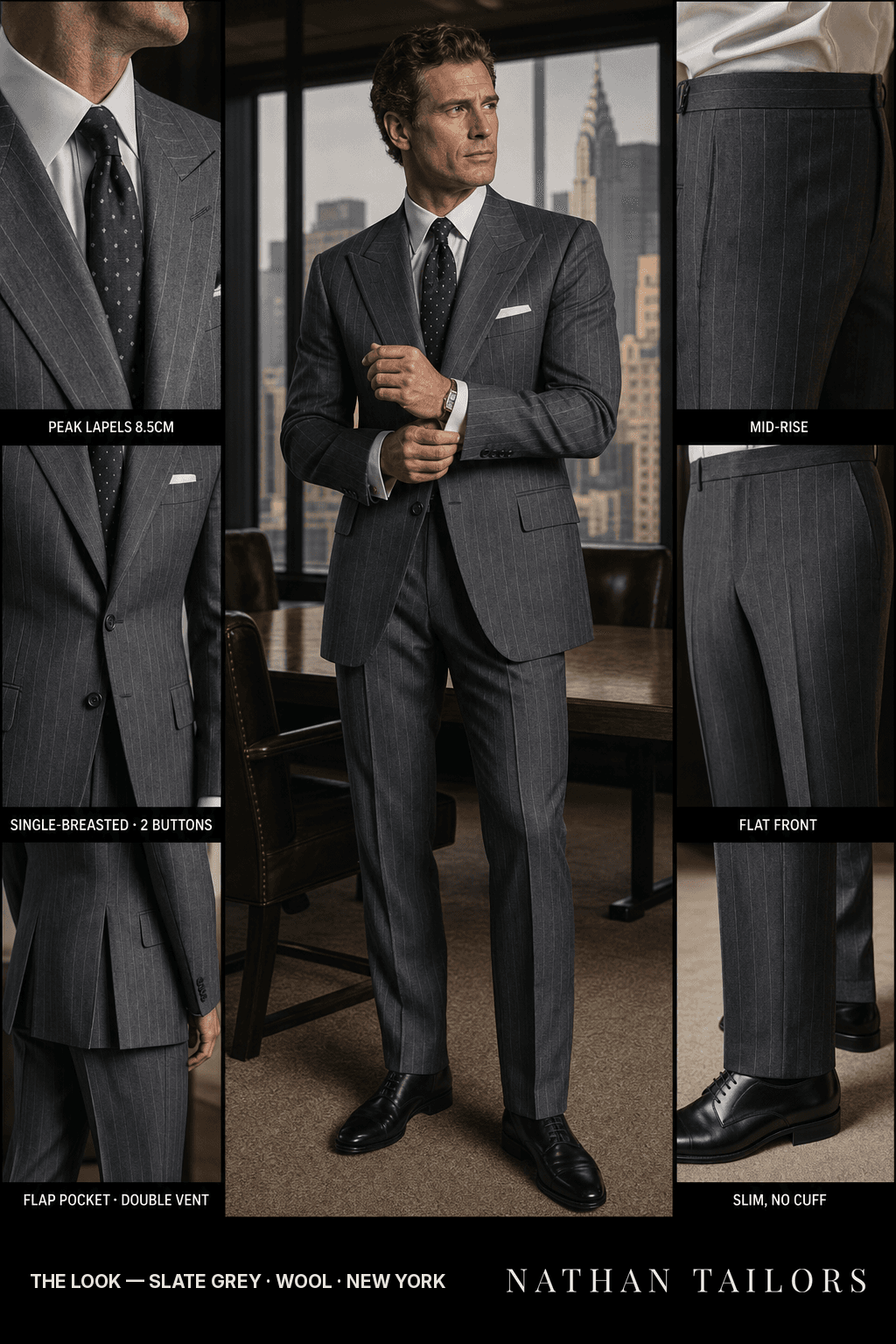 slate grey chalk_stripe single-breasted bespoke suit — custom tailored by Nathan Tailors, the Hoi An custom tailor