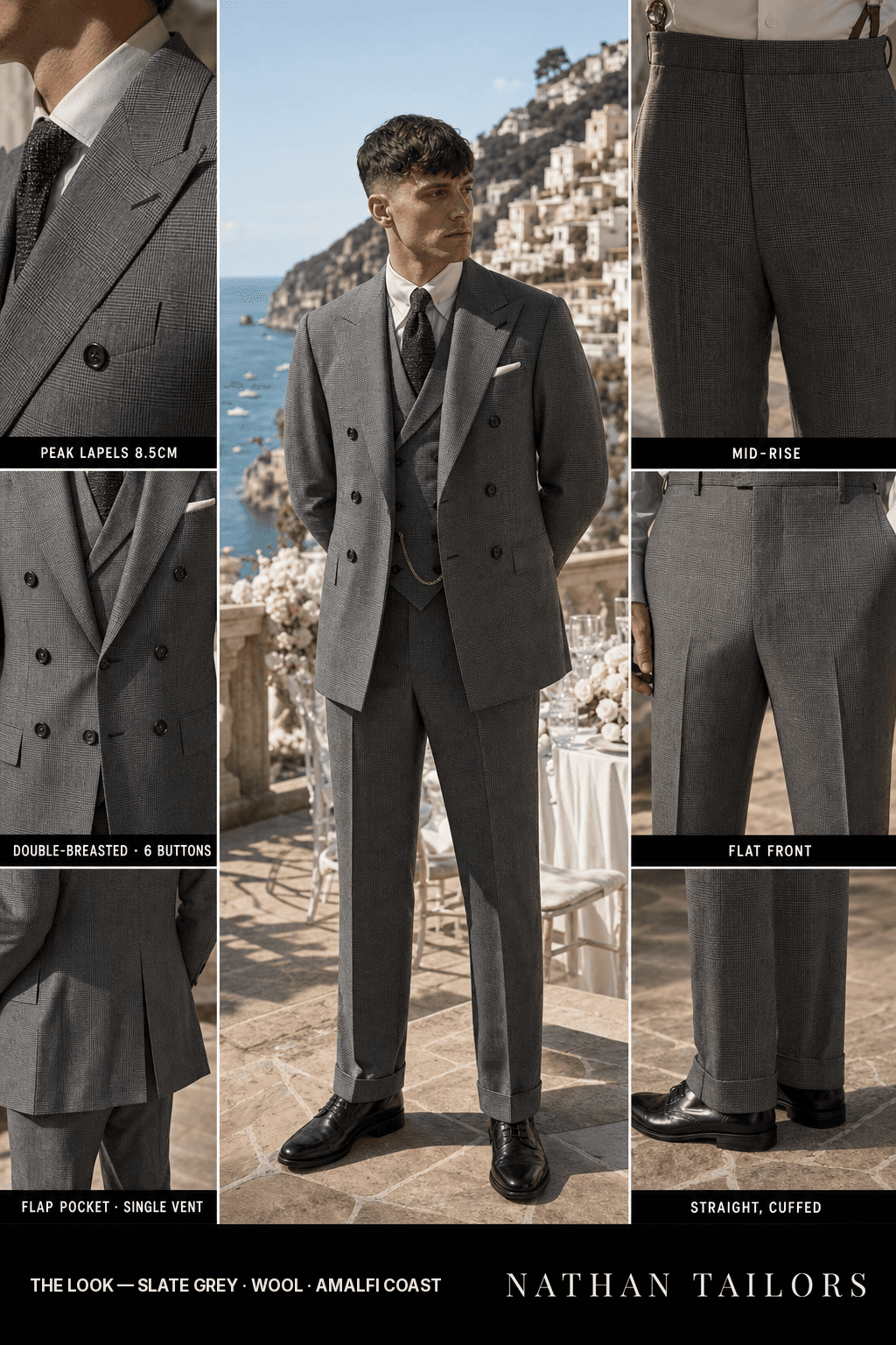 slate grey glen_plaid double-breasted bespoke suit — custom tailored by Nathan Tailors, the Hoi An custom tailor