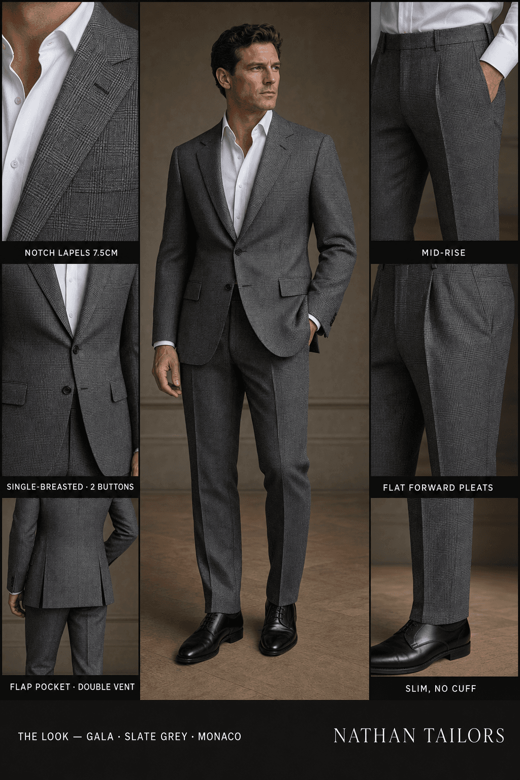 slate grey glen_plaid single-breasted bespoke suit — custom tailored by Nathan Tailors, the Hoi An custom tailor