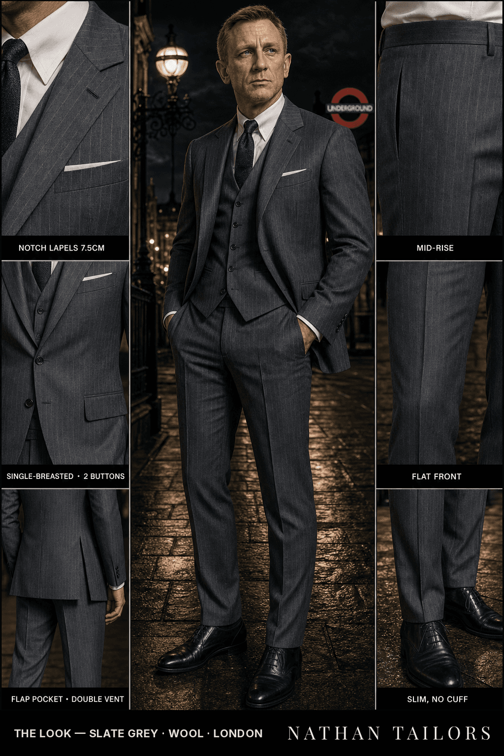 slate grey pinstripe single-breasted bespoke suit — custom tailored by Nathan Tailors, the Hoi An custom tailor