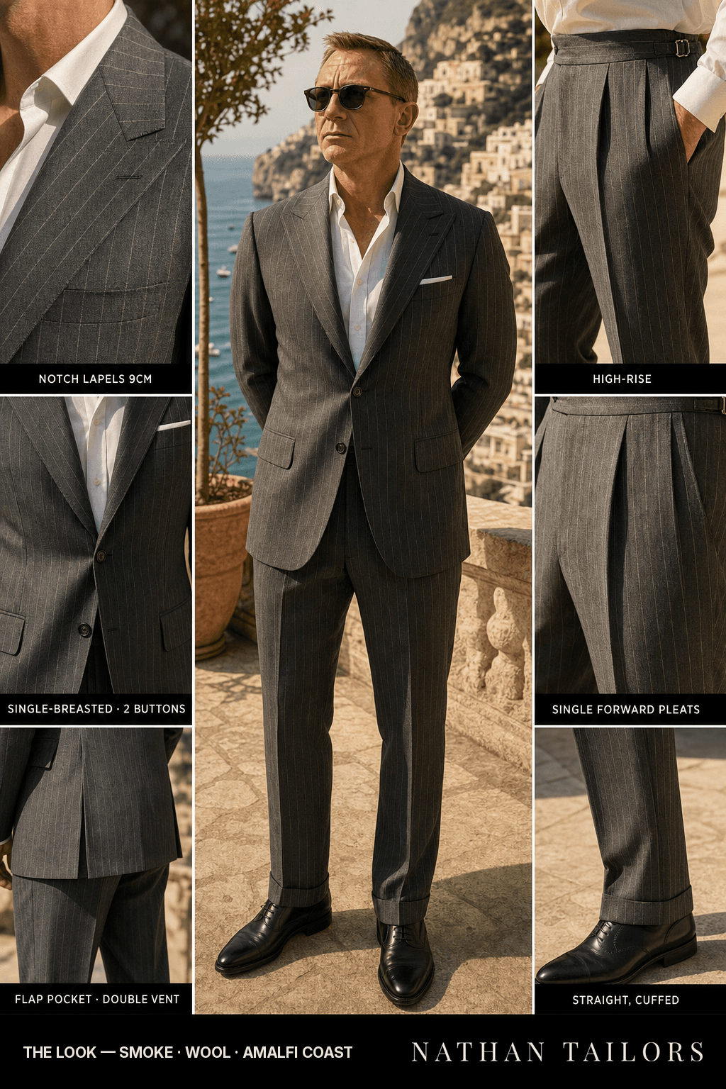 smoke chalk_stripe single-breasted bespoke suit — custom tailored by Nathan Tailors, the Hoi An custom tailor