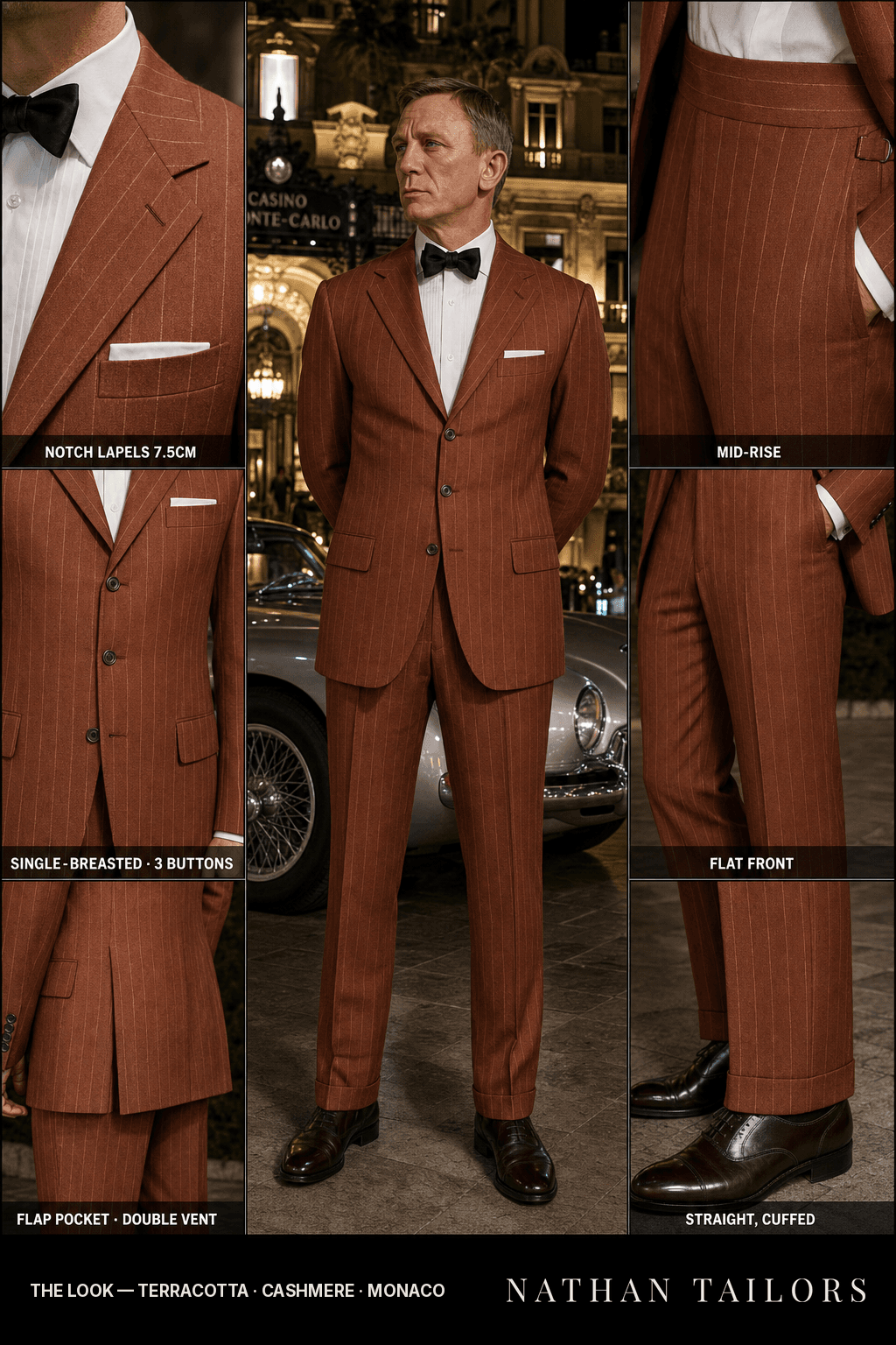 terracotta chalk_stripe single-breasted bespoke suit — custom tailored by Nathan Tailors, the Hoi An custom tailor