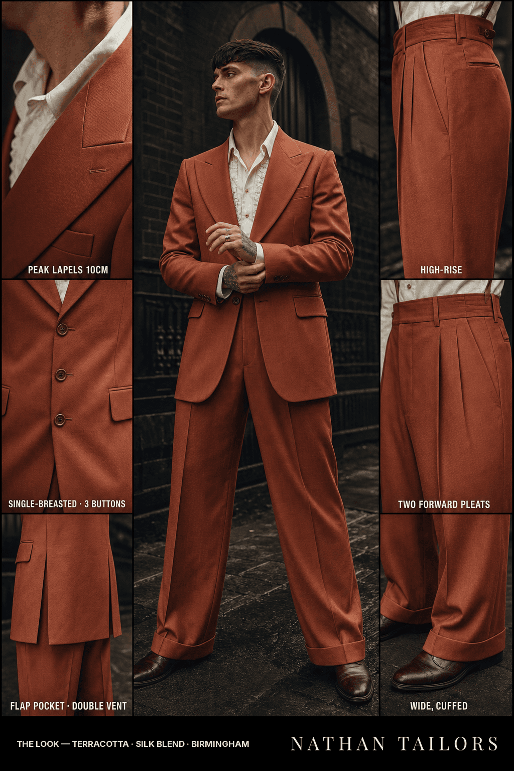 terracotta single-breasted bespoke suit — custom tailored by Nathan Tailors, the Hoi An custom tailor