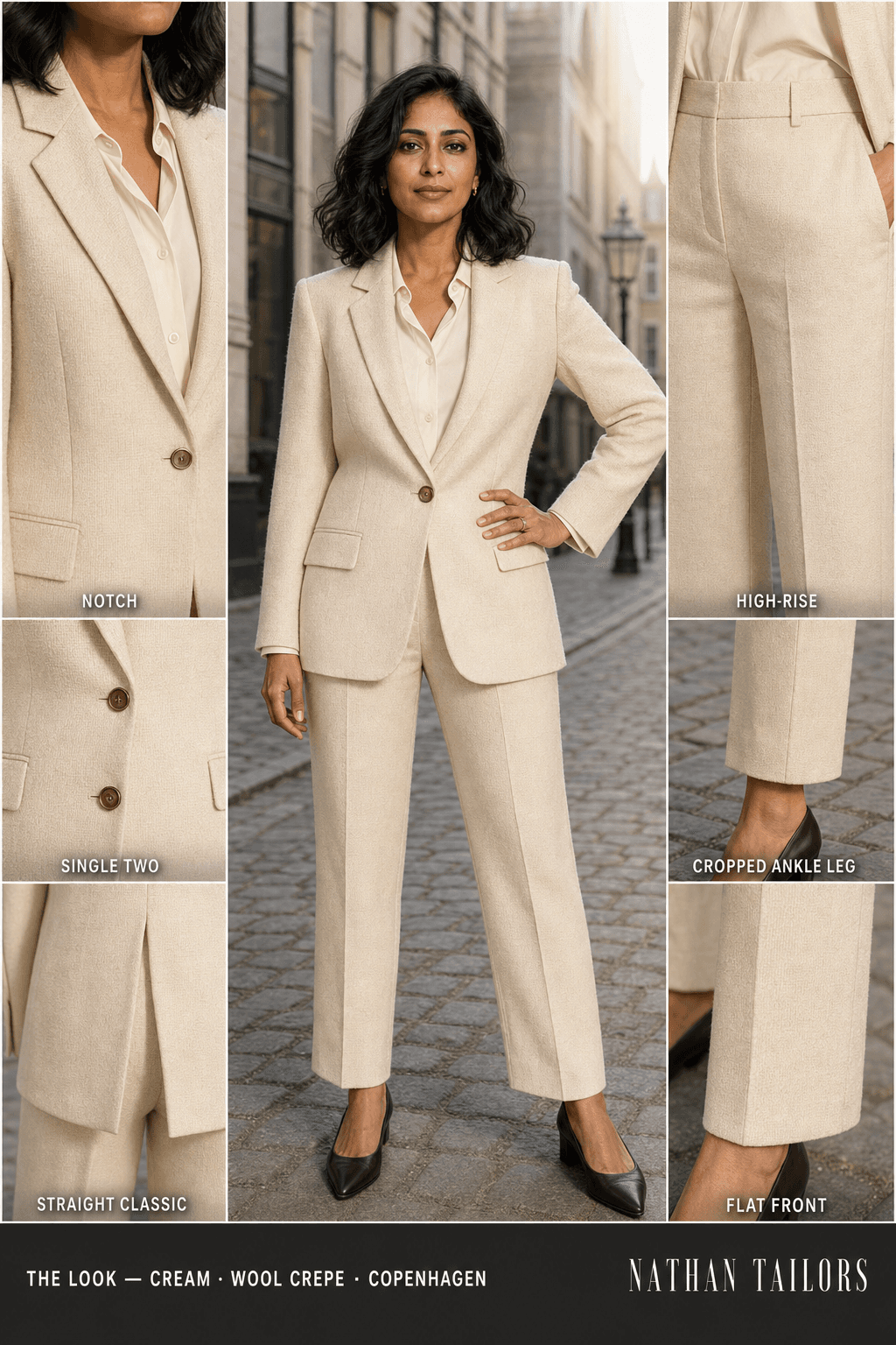 Women's suit in cream tweed_texture — custom tailored by Nathan Tailors, shipped worldwide