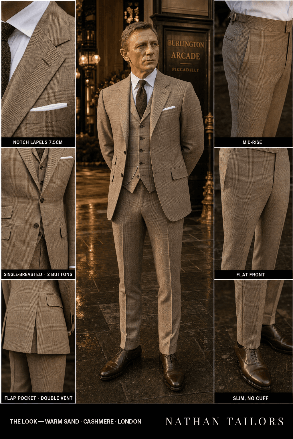 warm sand glen_plaid single-breasted bespoke suit — custom tailored by Nathan Tailors, the Hoi An custom tailor