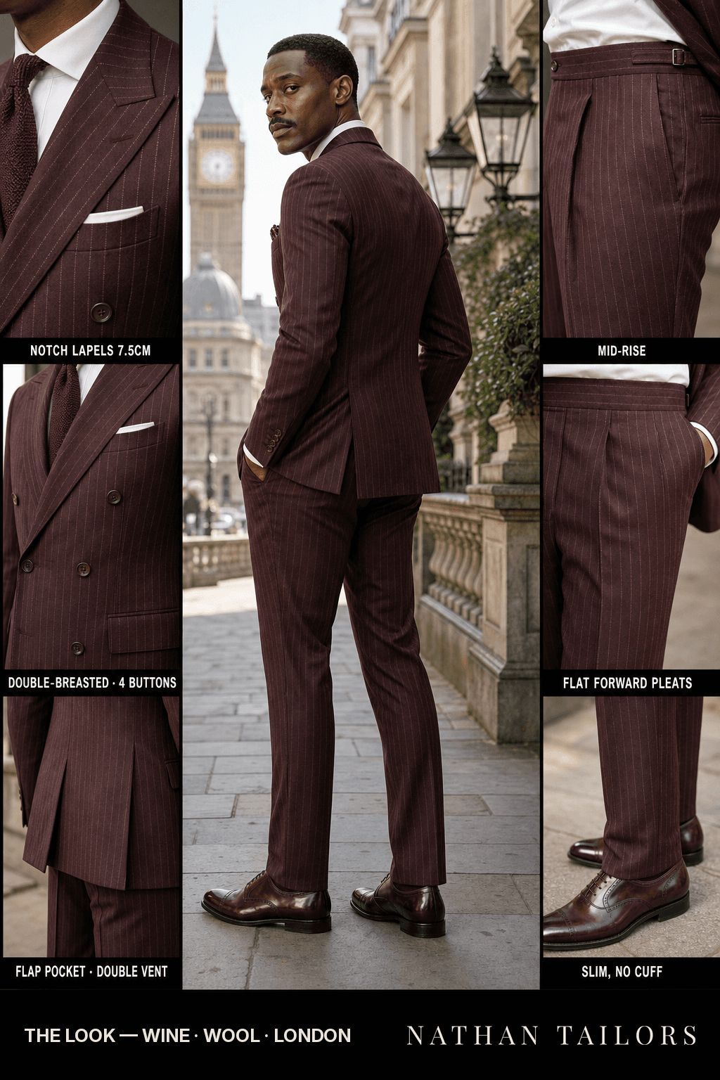 wine chalk_stripe double-breasted bespoke suit — custom tailored by Nathan Tailors, the Hoi An custom tailor