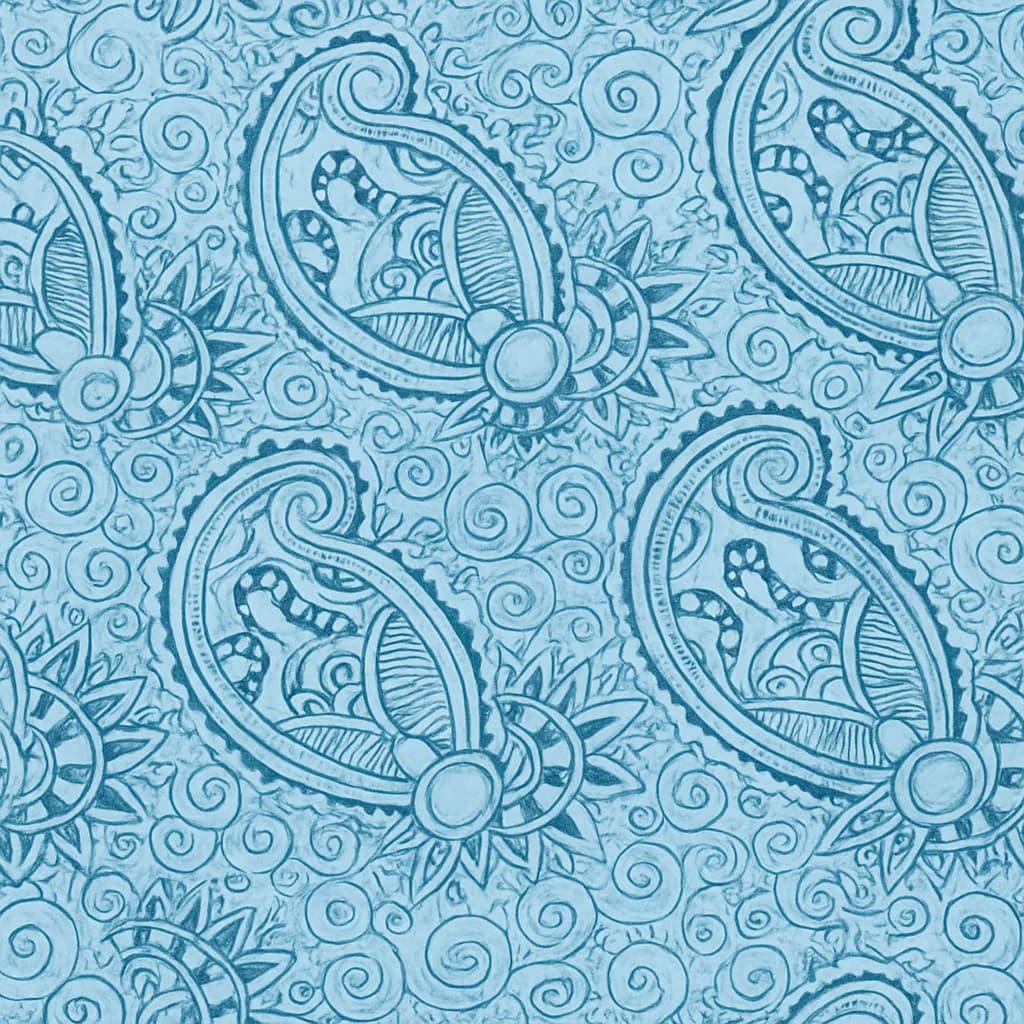 Cotton Blend Light Steel Blue/Dark Slate Gray Paisley Business Suiting Fabric — Cotton Blend fabric swatch from Nathan Tailors, a Hoi An tailor