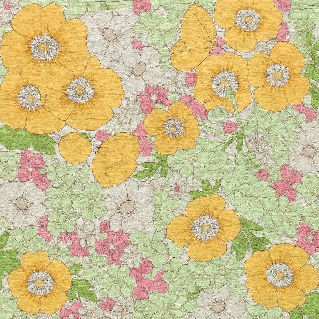 Cotton Light Yellow Light Pink Floral Summer Dresses Fabric — Cotton fabric swatch from a Hoi An tailor