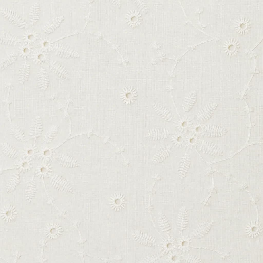 Cotton Off White Light Gray Embroidered Floral Blouses Fabric — Cotton fabric swatch from Nathan Tailors, a Hoi An tailor