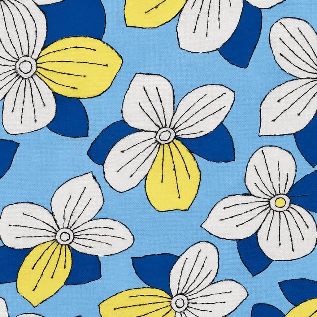 Linen Sky Blue Floral Summer Dress Fabric — Linen fabric swatch from Nathan Tailors, a Hoi An tailor