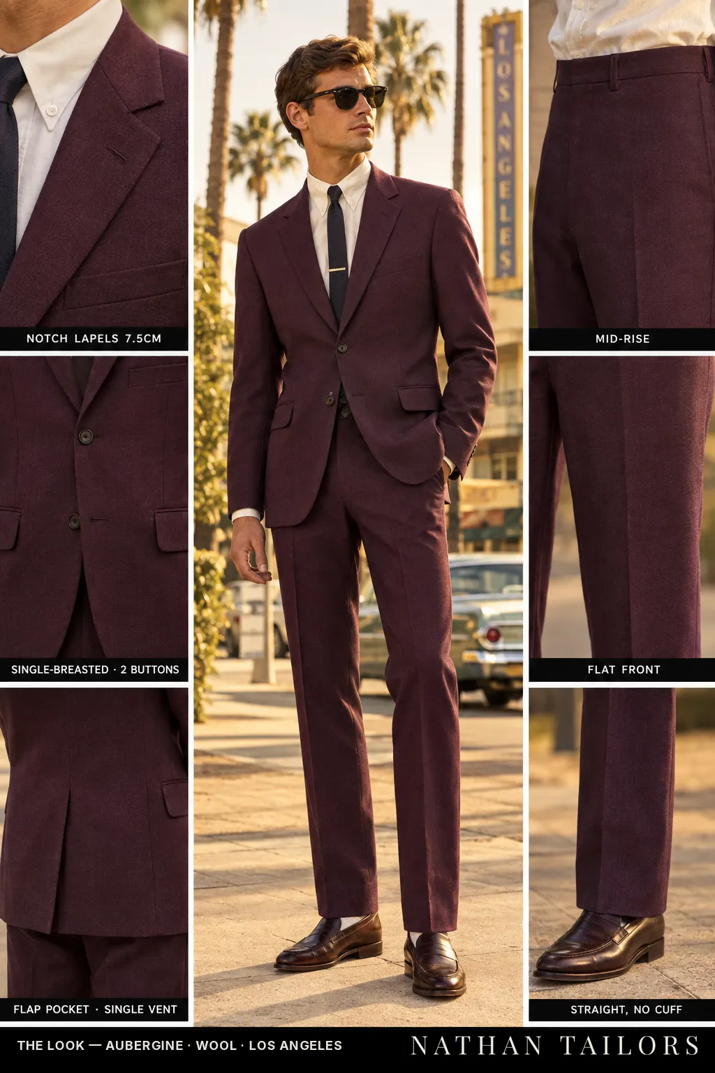 aubergine single-breasted bespoke suit — custom tailored by Nathan Tailors, the Hoi An custom tailor