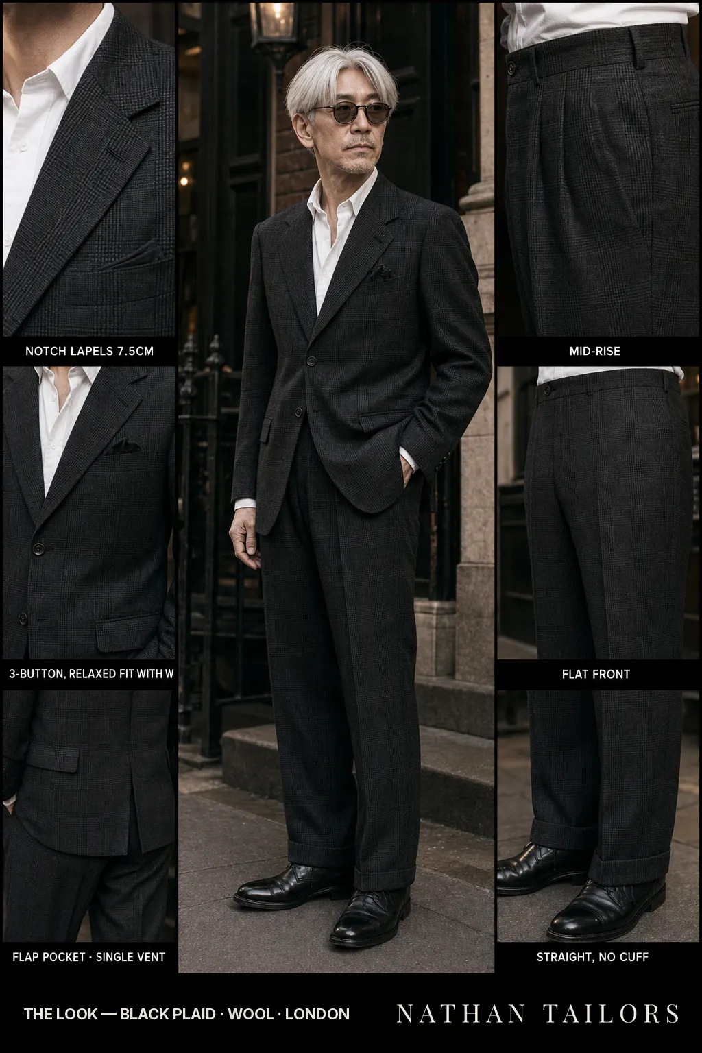black plaid glen_plaid single-breasted bespoke suit — custom tailored by Nathan Tailors, the Hoi An custom tailor