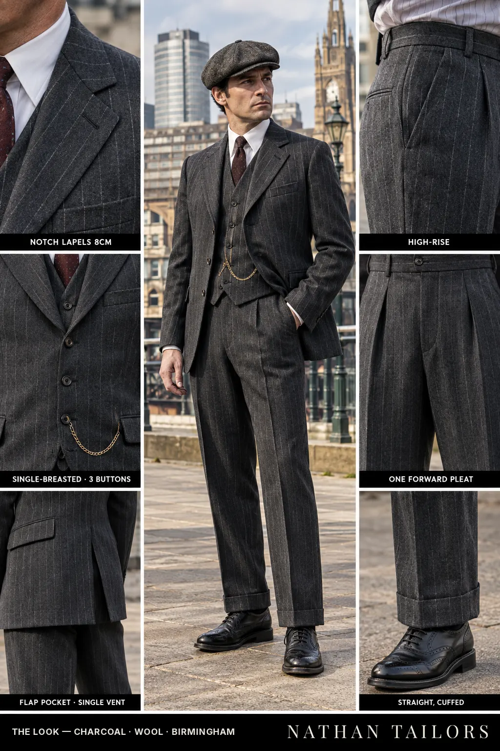 charcoal chalk_stripe single-breasted bespoke suit โ custom tailored by Nathan Tailors, the Hoi An custom tailor