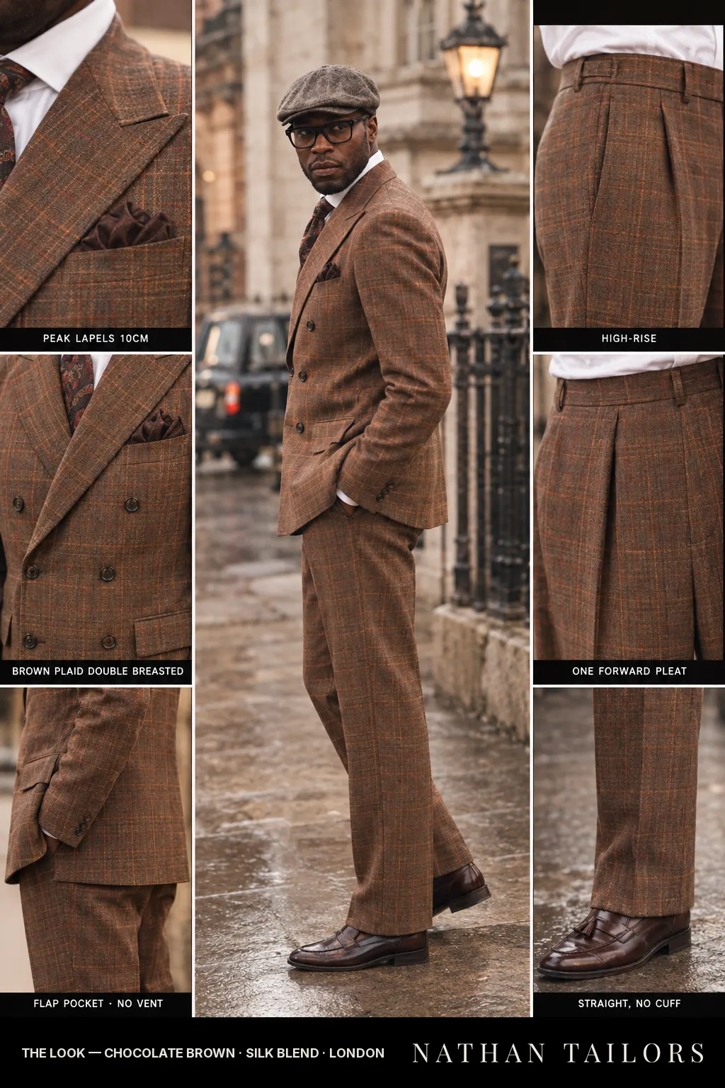 chocolate brown glen_plaid single-breasted bespoke suit — custom tailored by Nathan Tailors, the Hoi An custom tailor