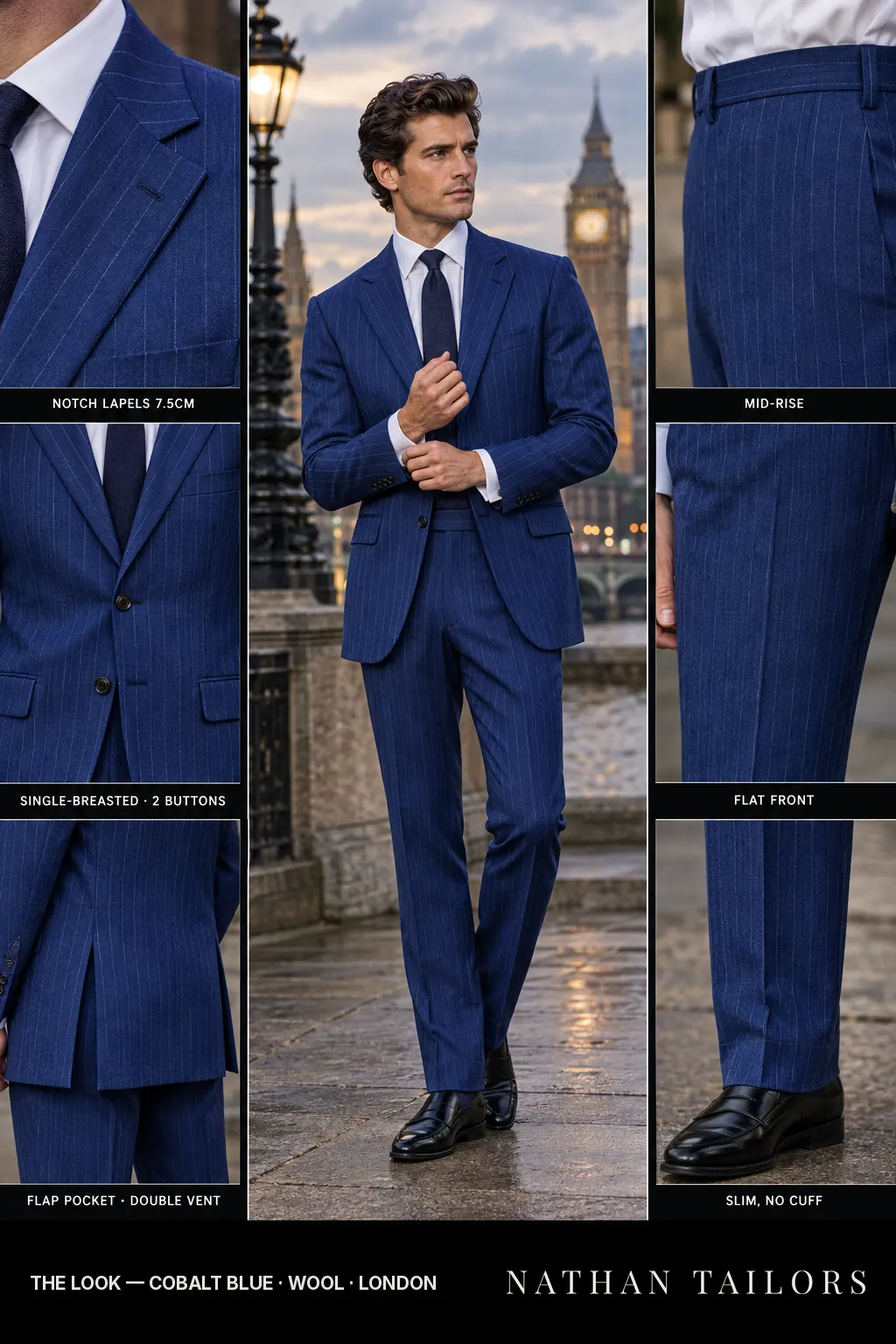 cobalt blue chalk_stripe single-breasted bespoke suit โ custom tailored by Nathan Tailors, the Hoi An custom tailor