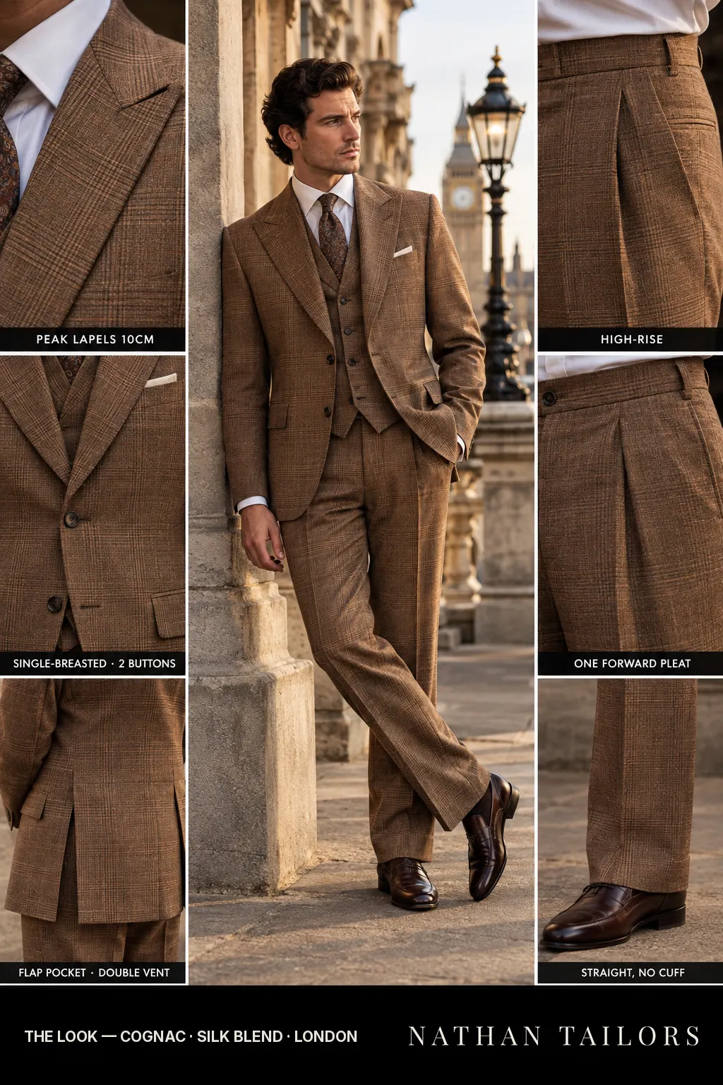 cognac glen_plaid single-breasted bespoke suit — custom tailored by Nathan Tailors, the Hoi An custom tailor
