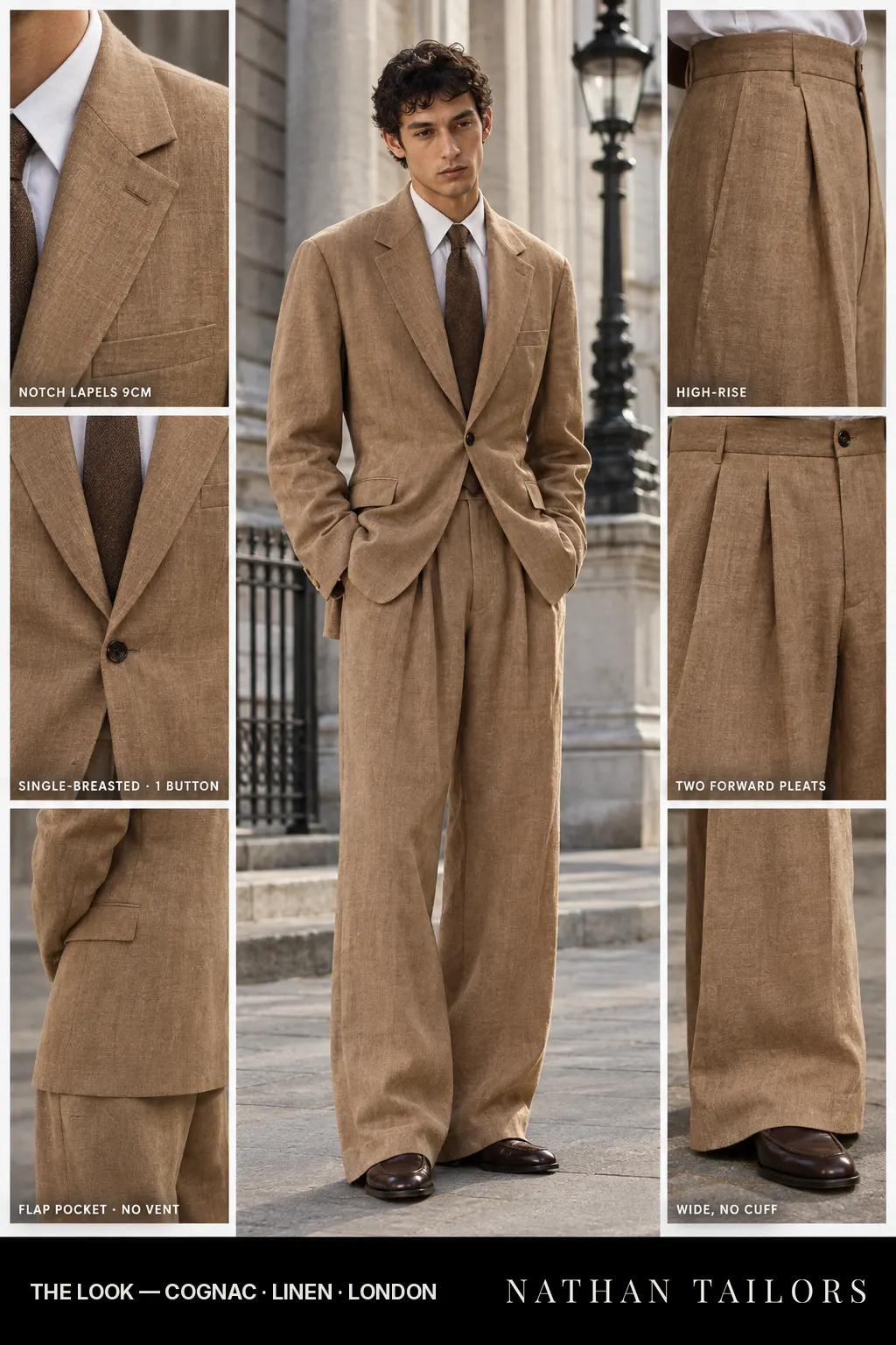 cognac single-breasted bespoke suit — custom tailored by Nathan Tailors, the Hoi An custom tailor