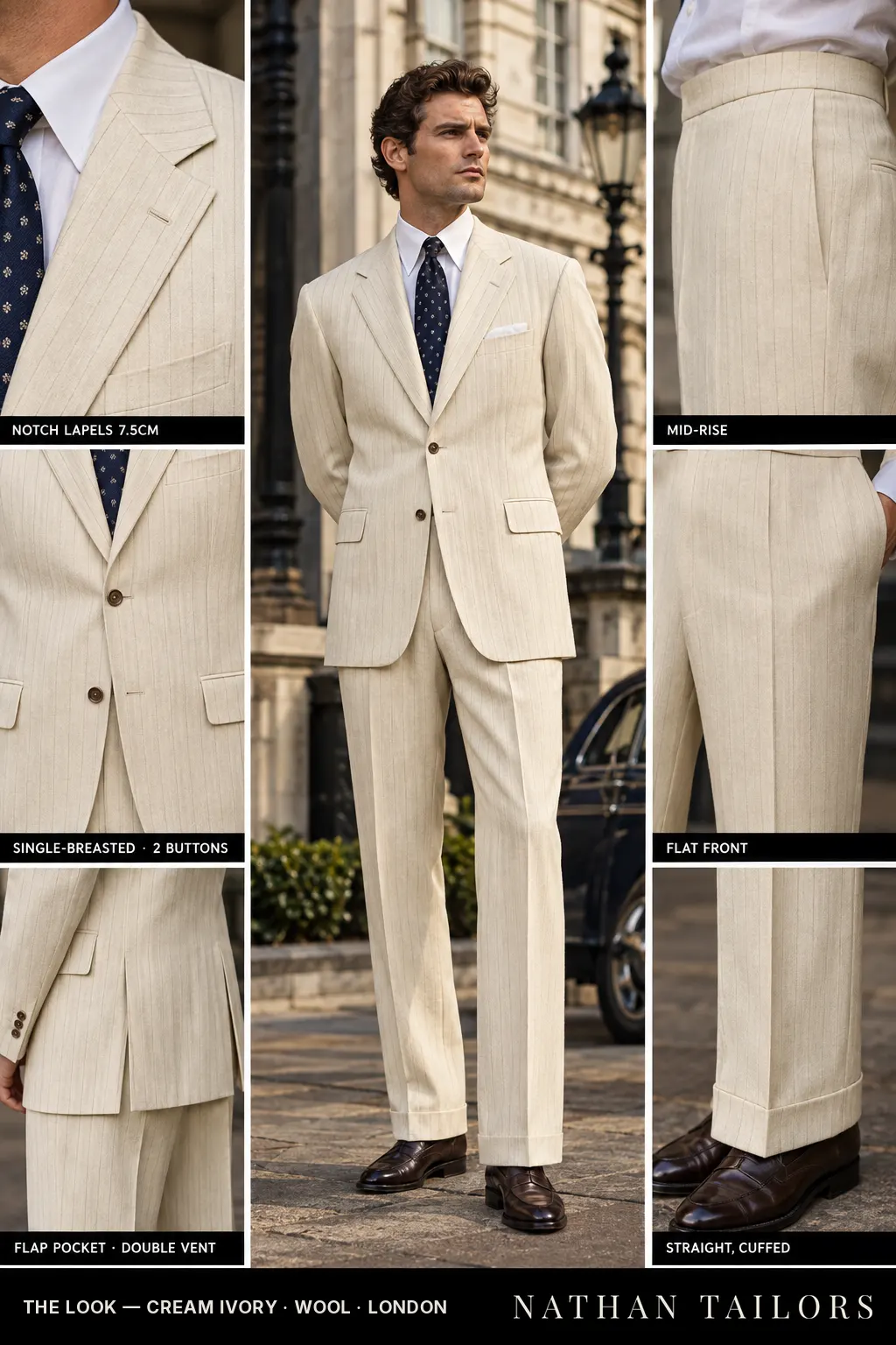 cream ivory chalk_stripe single-breasted bespoke suit โ custom tailored by Nathan Tailors, the Hoi An custom tailor