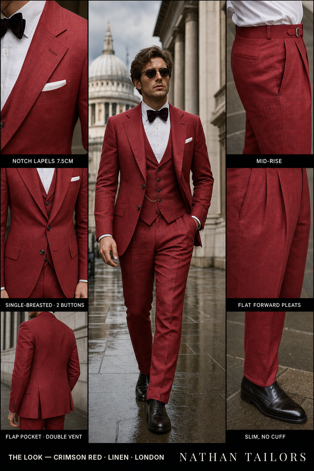 [Red Fleece × BAIRD McNUTT] スーツ Crimson Red Single-Breasted Bespoke Suit | Custom Tailored