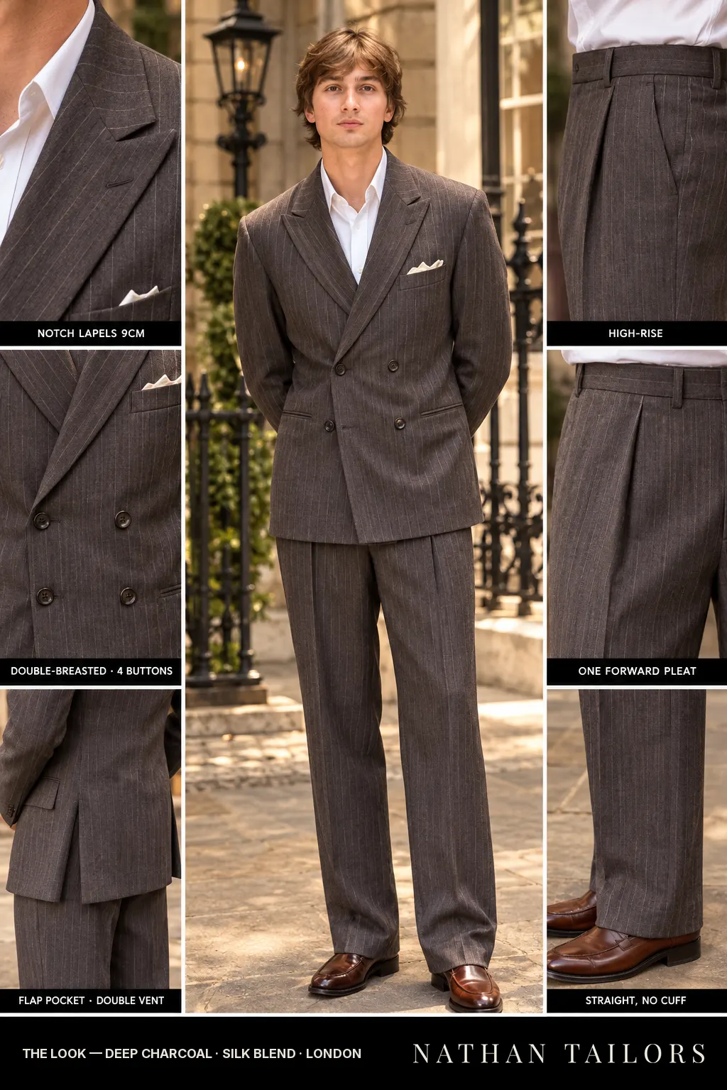 deep charcoal chalk_stripe double-breasted bespoke suit โ custom tailored by Nathan Tailors, the Hoi An custom tailor