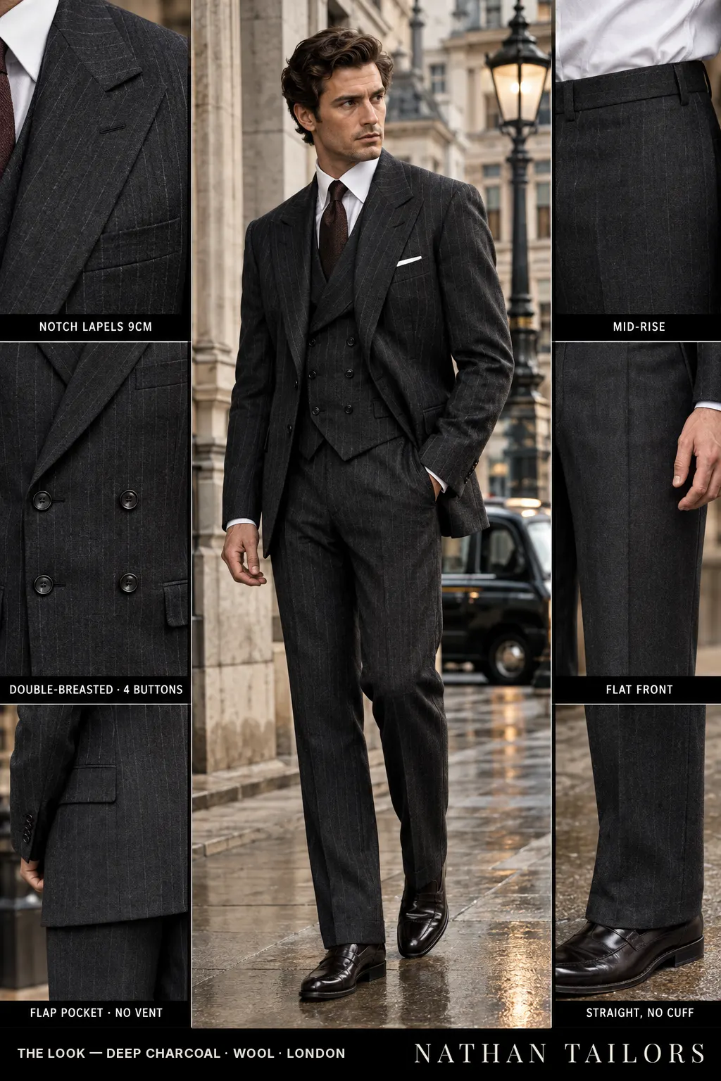 deep charcoal chalk_stripe double-breasted bespoke suit — custom tailored by Nathan Tailors, the Hoi An custom tailor