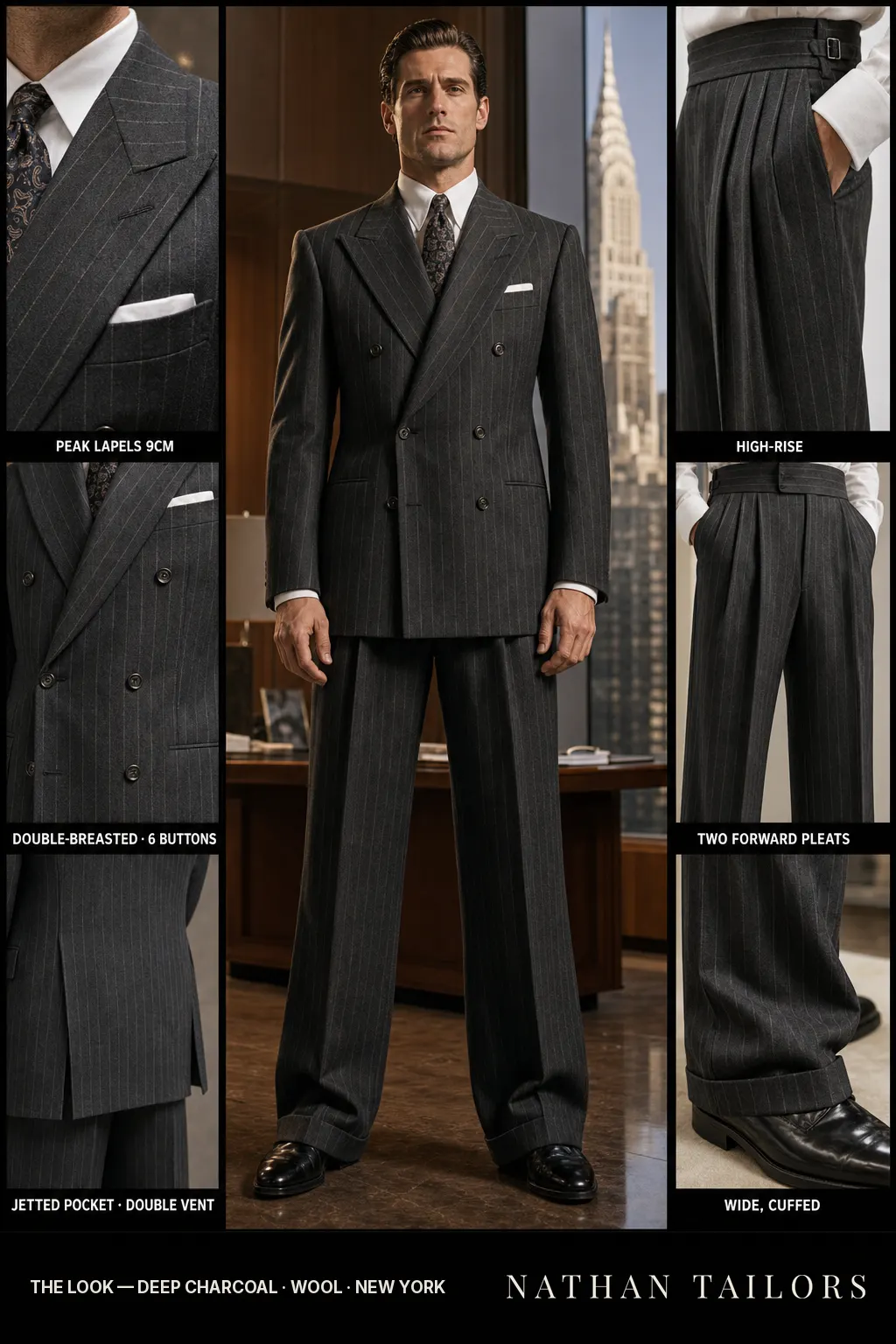 deep charcoal chalk_stripe double-breasted bespoke suit — custom tailored by Nathan Tailors, the Hoi An custom tailor