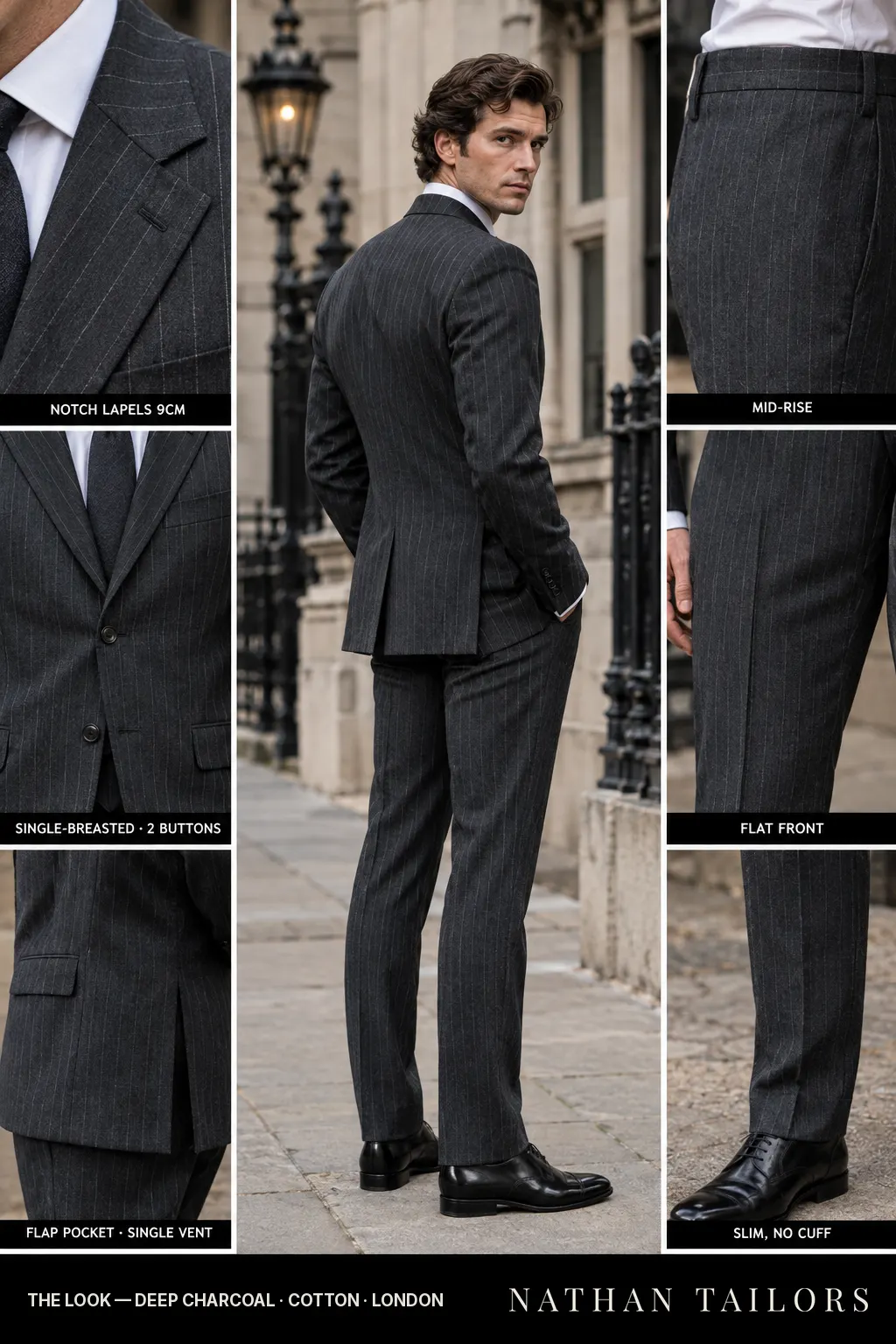 deep charcoal chalk_stripe single-breasted bespoke suit — custom tailored by Nathan Tailors, the Hoi An custom tailor