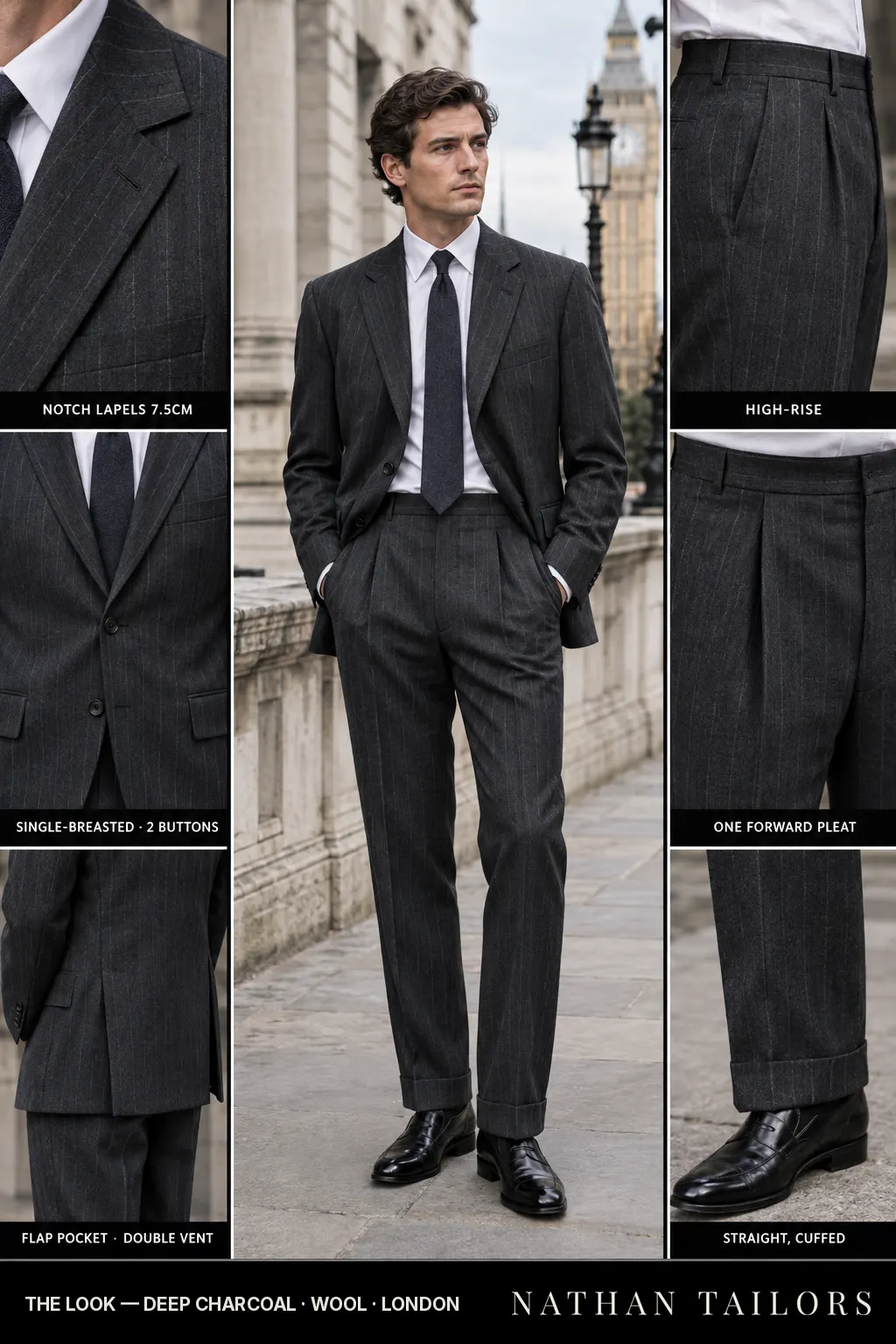 deep charcoal chalk_stripe single-breasted bespoke suit — custom tailored by Nathan Tailors, the Hoi An custom tailor