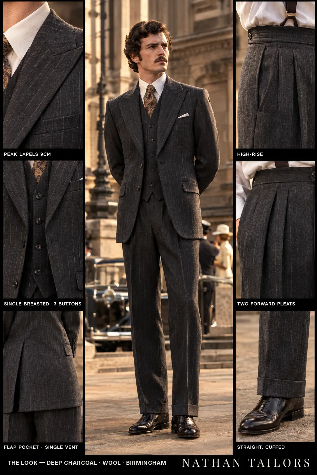 deep charcoal chalk_stripe single-breasted bespoke suit — custom tailored by Nathan Tailors, the Hoi An custom tailor