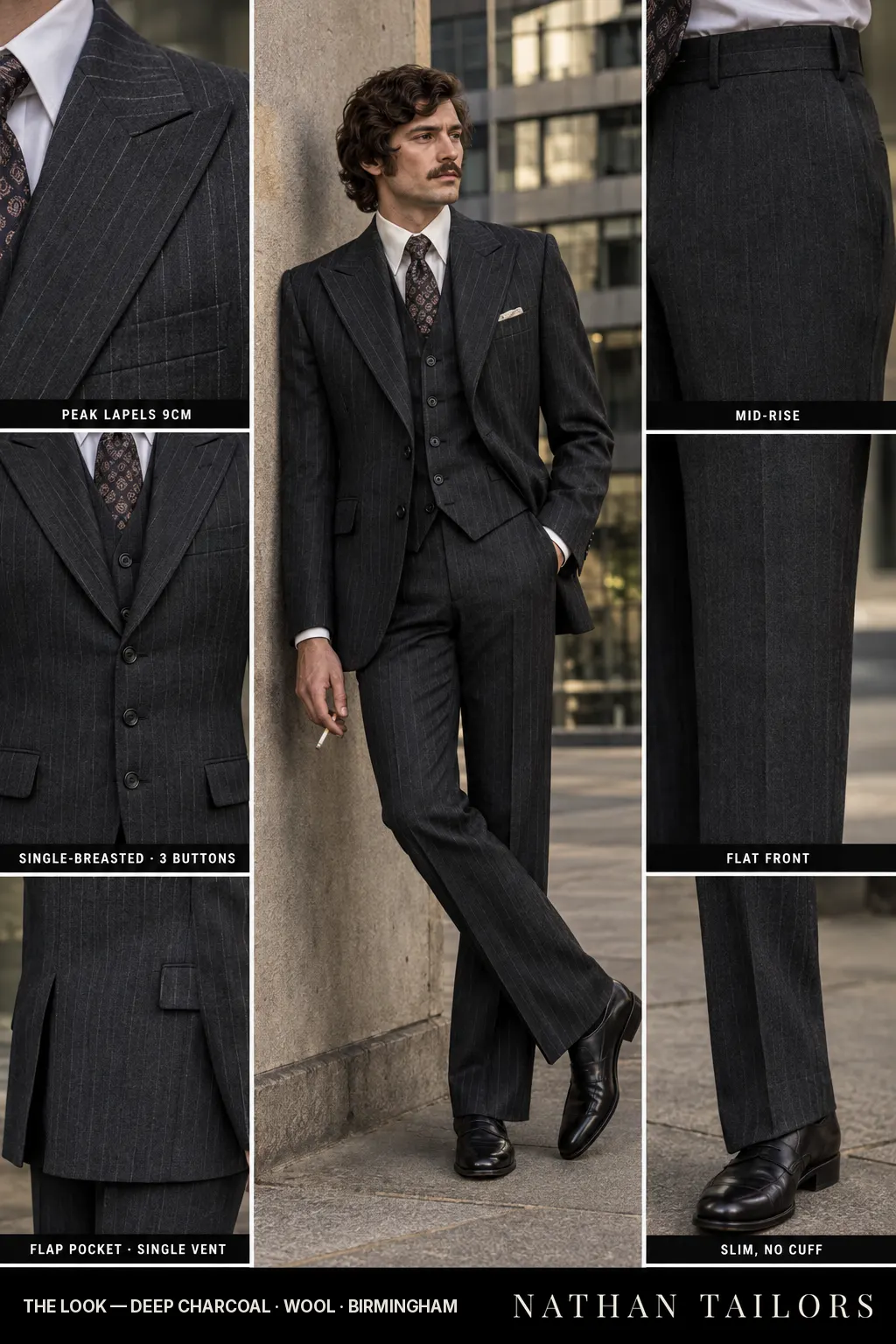 deep charcoal chalk_stripe single-breasted bespoke suit — custom tailored by Nathan Tailors, the Hoi An custom tailor