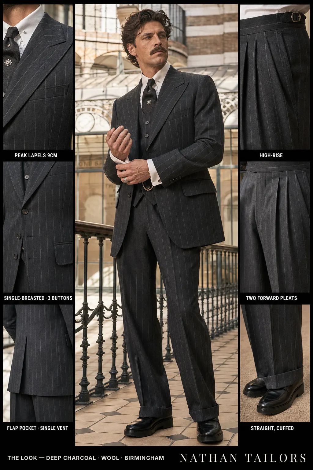 deep charcoal chalk_stripe single-breasted bespoke suit — custom tailored by Nathan Tailors, the Hoi An custom tailor