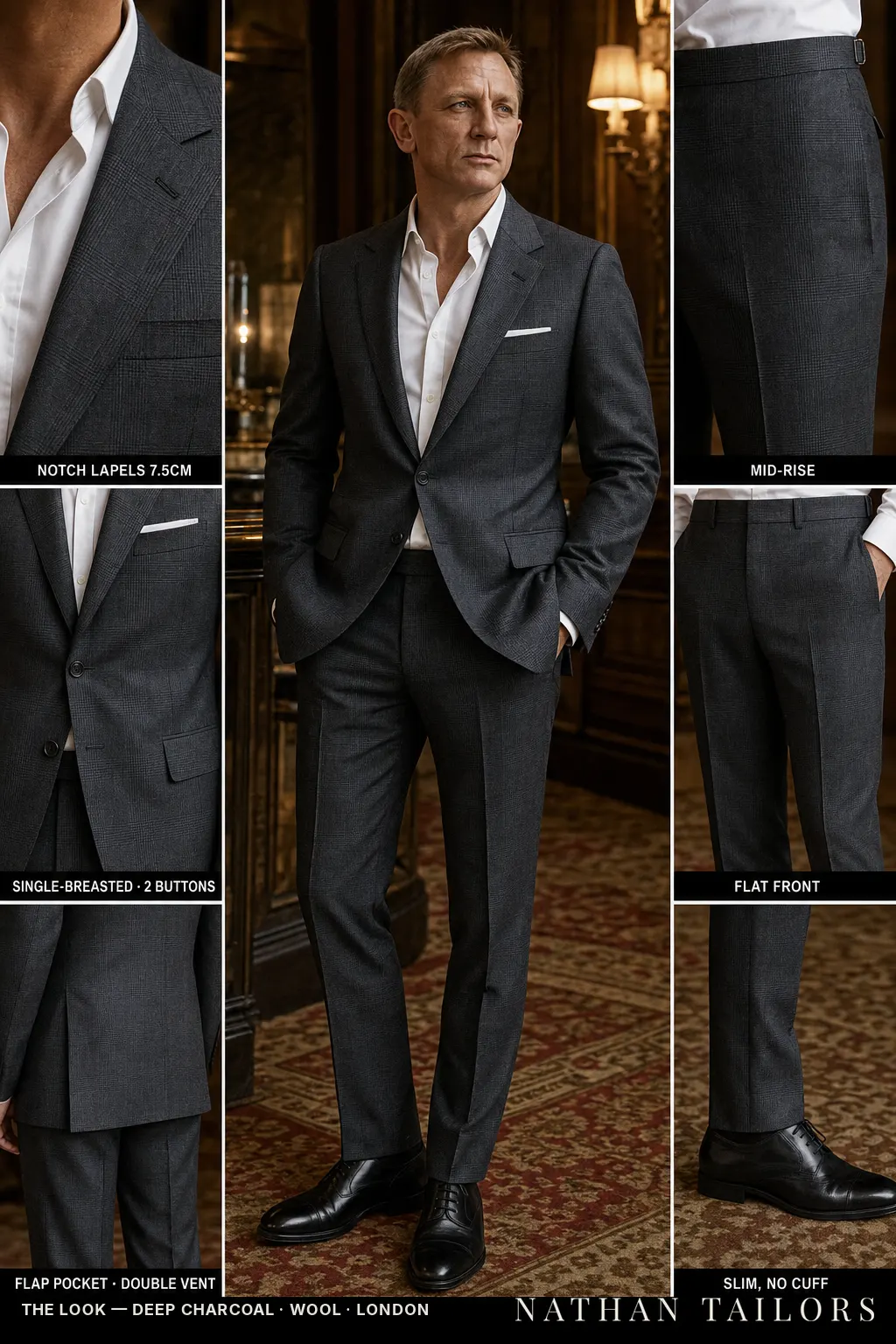 deep charcoal glen_plaid single-breasted bespoke suit — custom tailored by Nathan Tailors, the Hoi An custom tailor