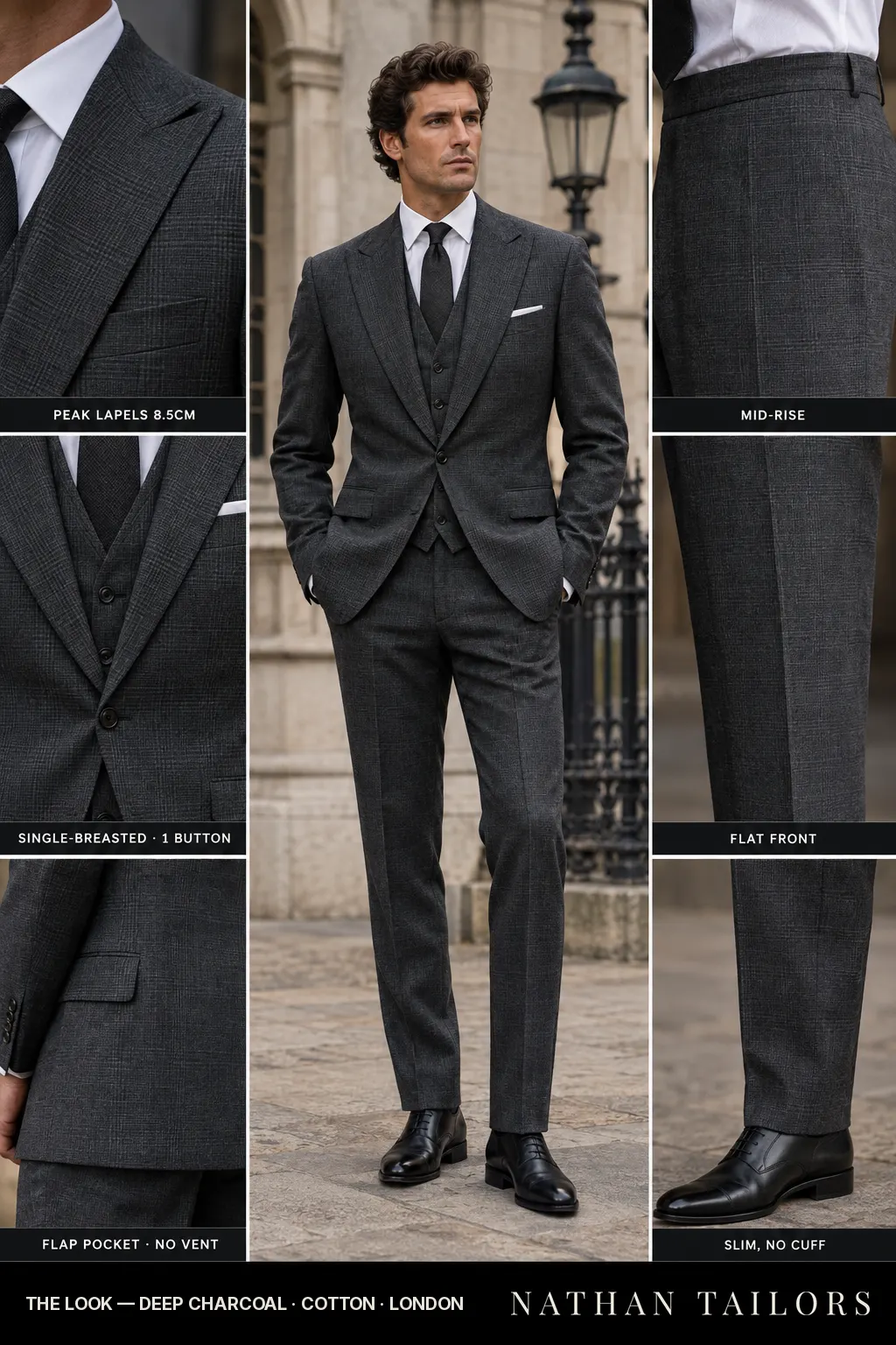 deep charcoal glen_plaid single-breasted bespoke suit — custom tailored by Nathan Tailors, the Hoi An custom tailor